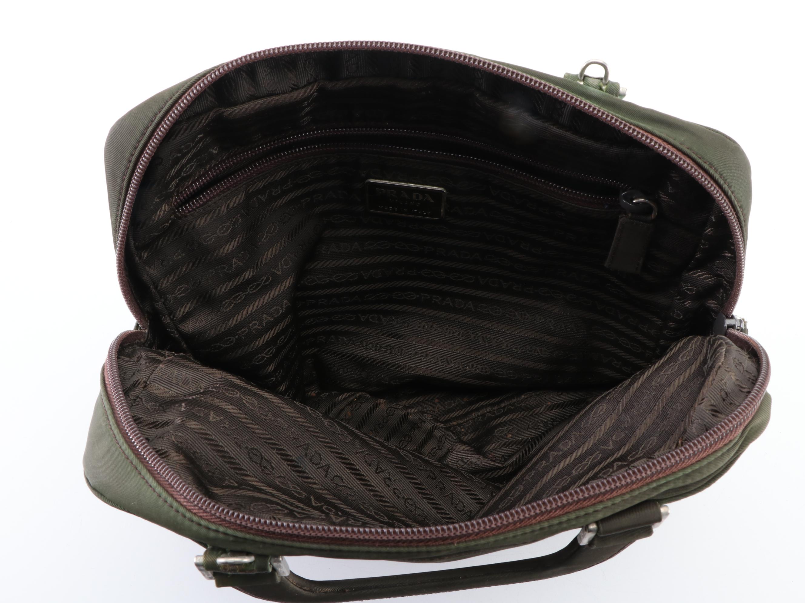 Prada Two-Way Bag B8898 in Dark Olive Green Tessuto Nastro