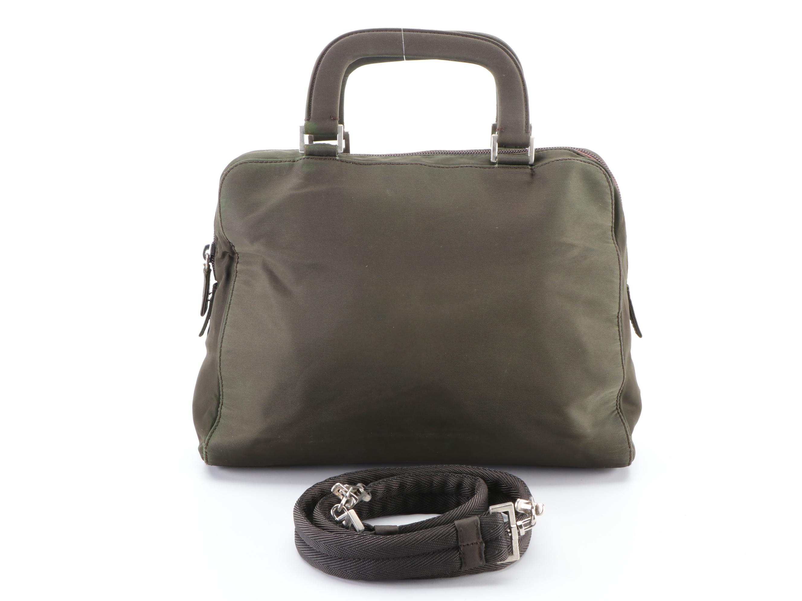Prada Two-Way Bag B8898 in Dark Olive Green Tessuto Nastro