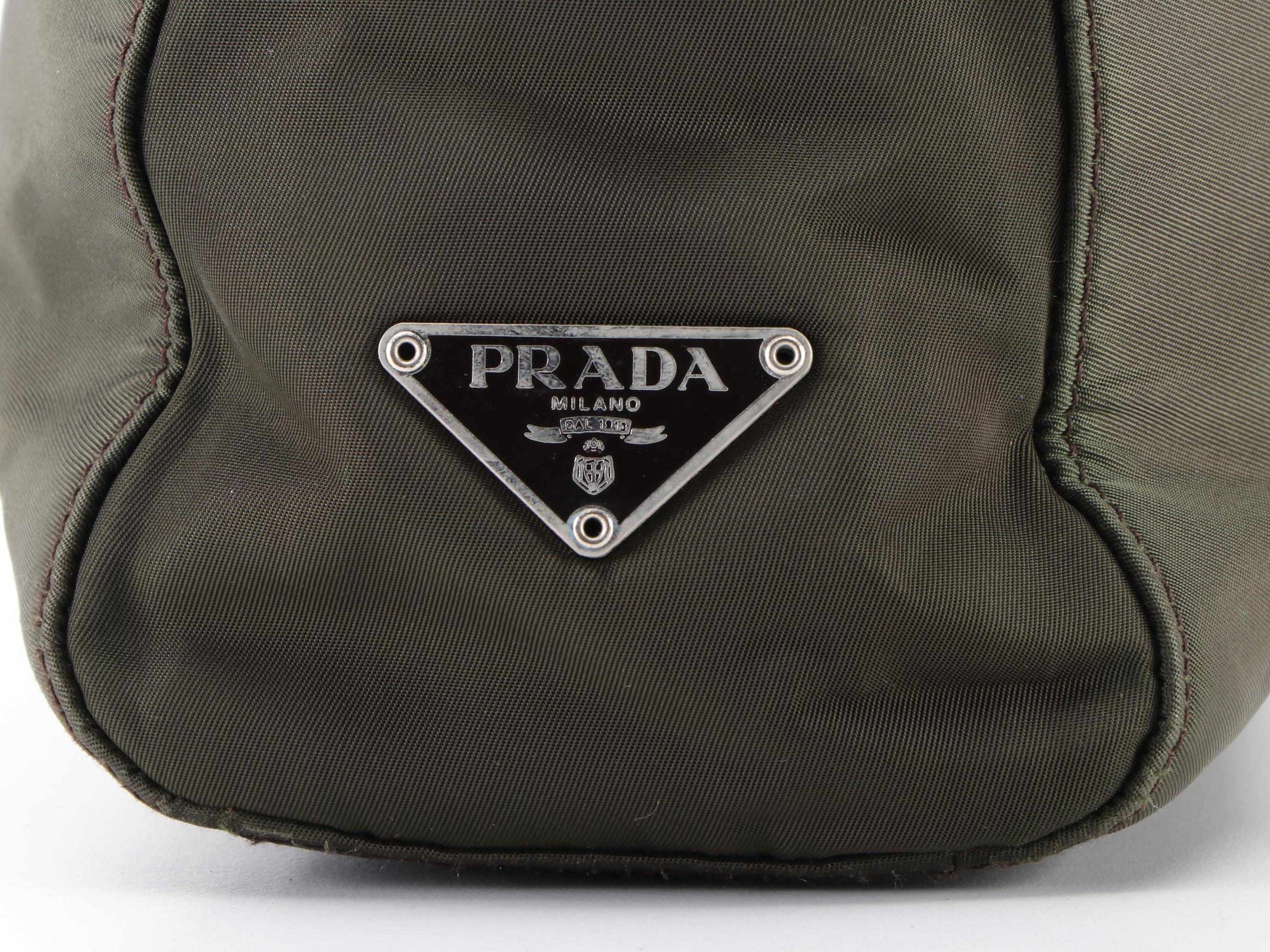 Prada Two-Way Bag B8898 in Dark Olive Green Tessuto Nastro