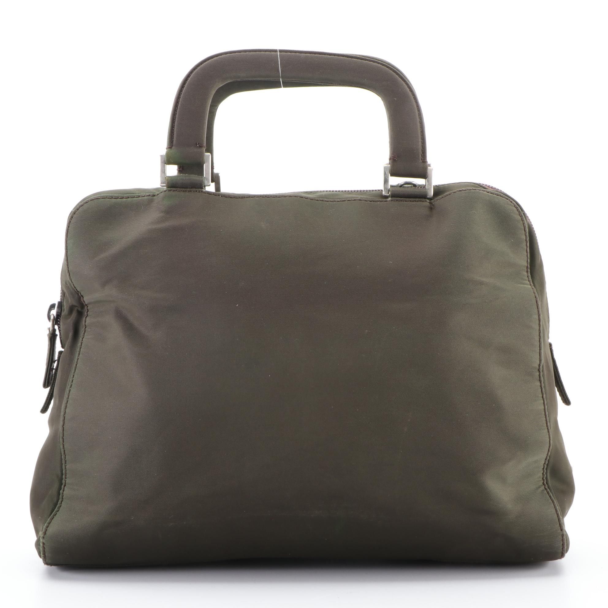 Prada Two-Way Bag B8898 in Dark Olive Green Tessuto Nastro