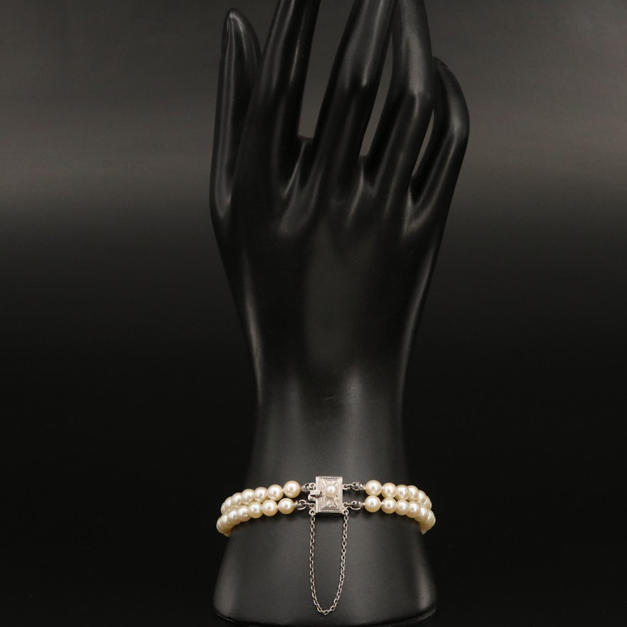 Mikimoto Sterling Pearl Double Strand Bracelet