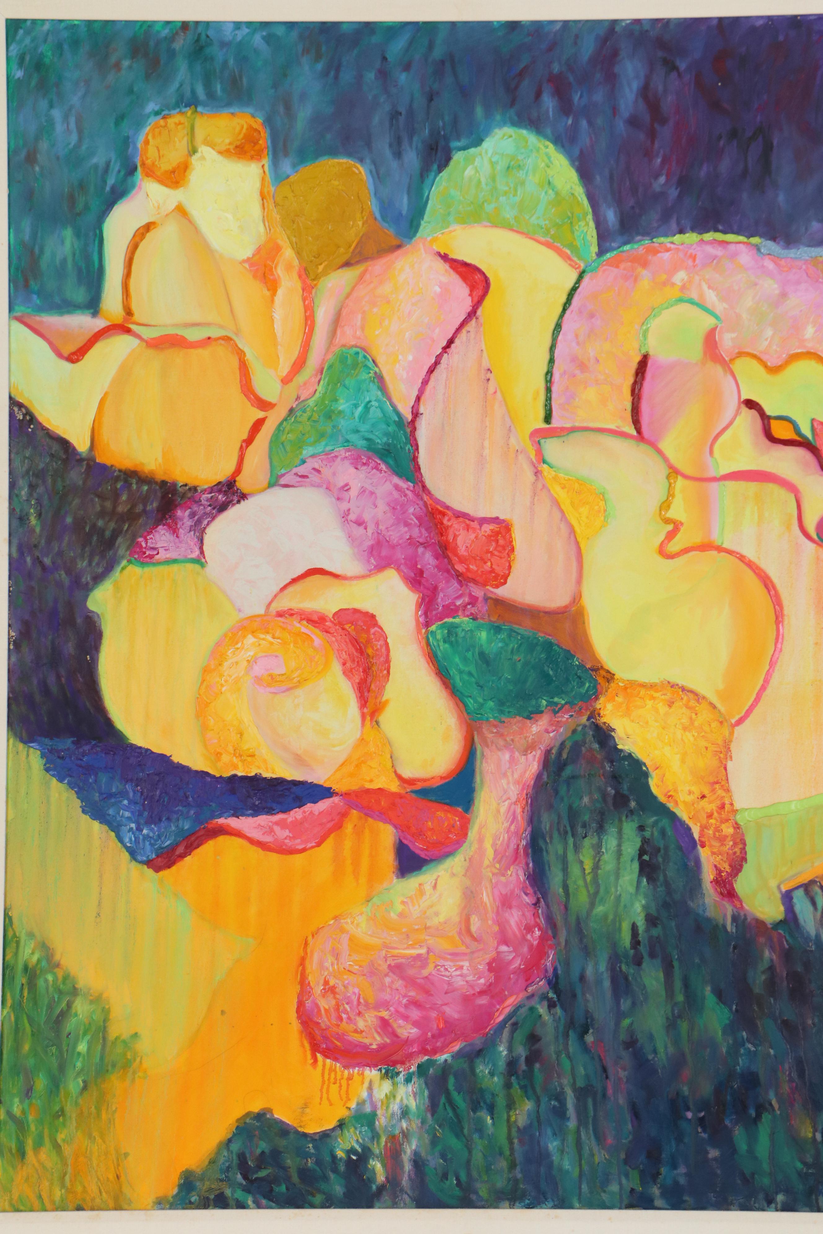 Suzie Wright Oil Painting "War of the Roses", 21st Century