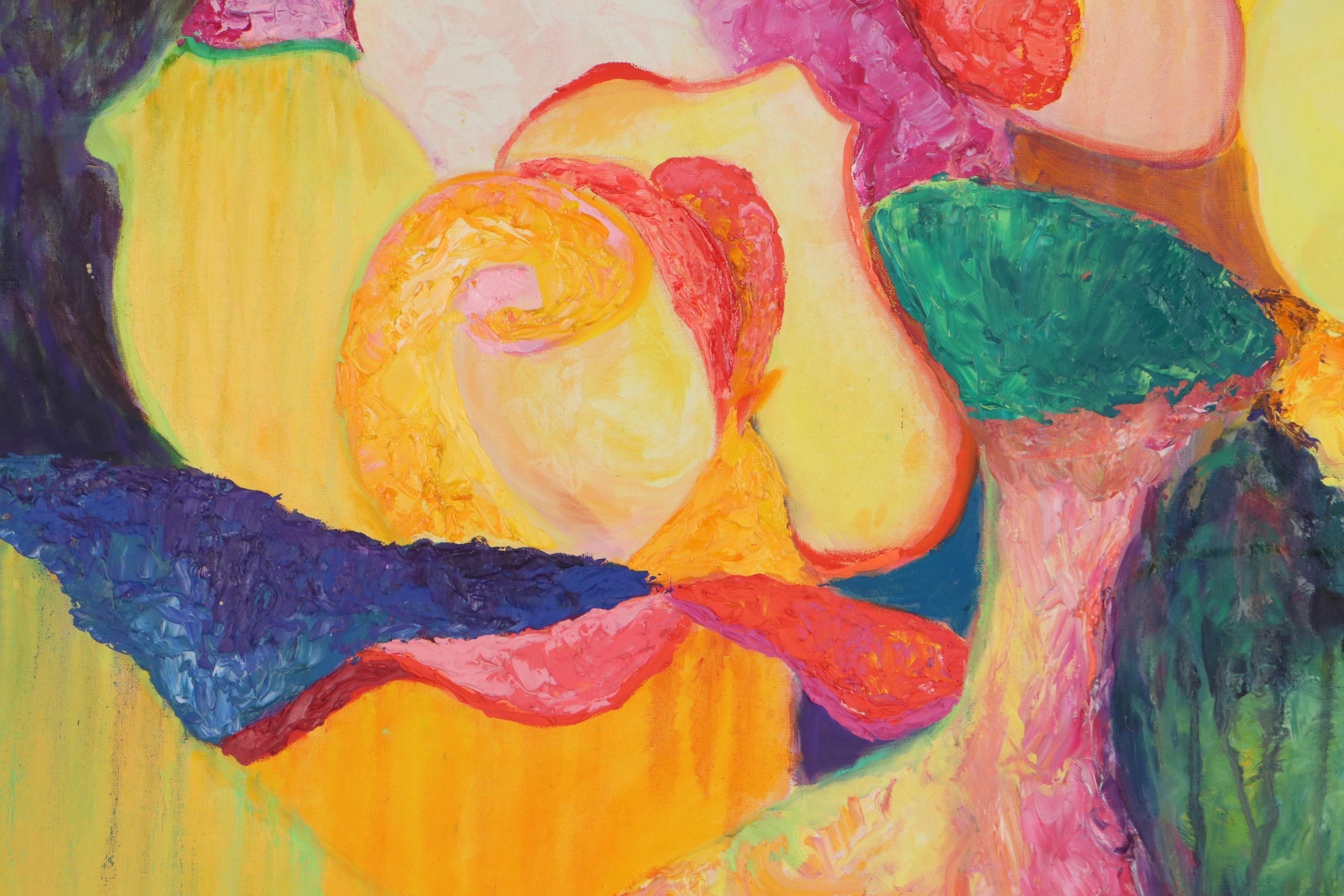 Suzie Wright Oil Painting "War of the Roses", 21st Century