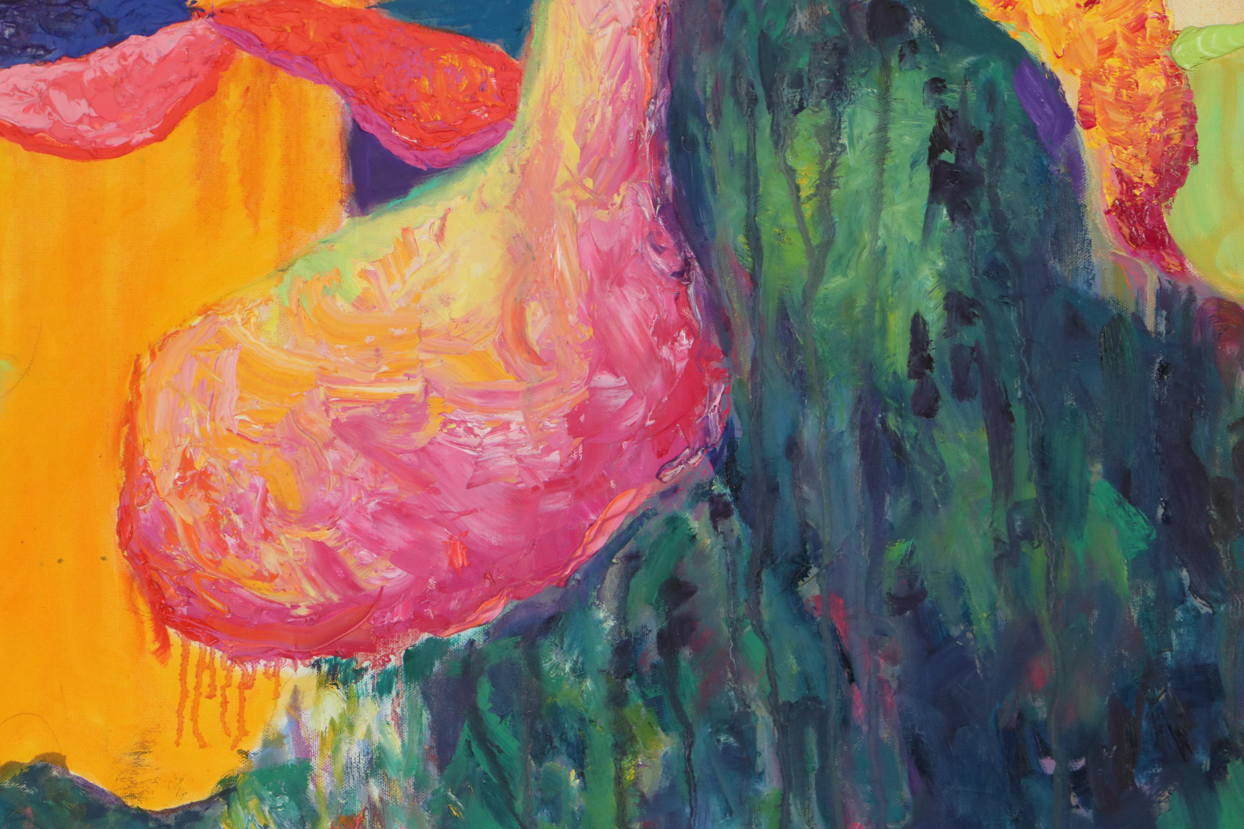 Suzie Wright Oil Painting "War of the Roses", 21st Century