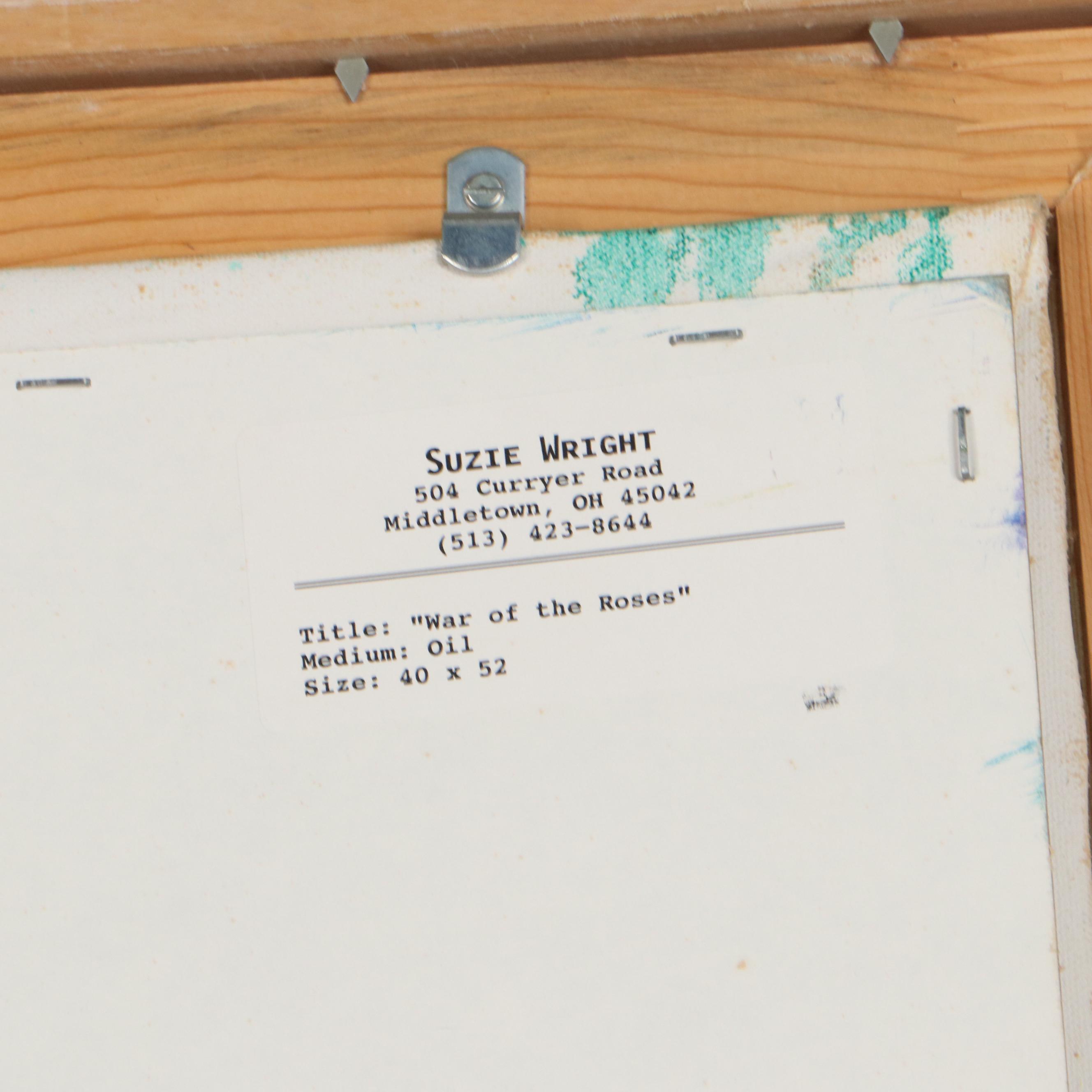 Suzie Wright Oil Painting "War of the Roses", 21st Century