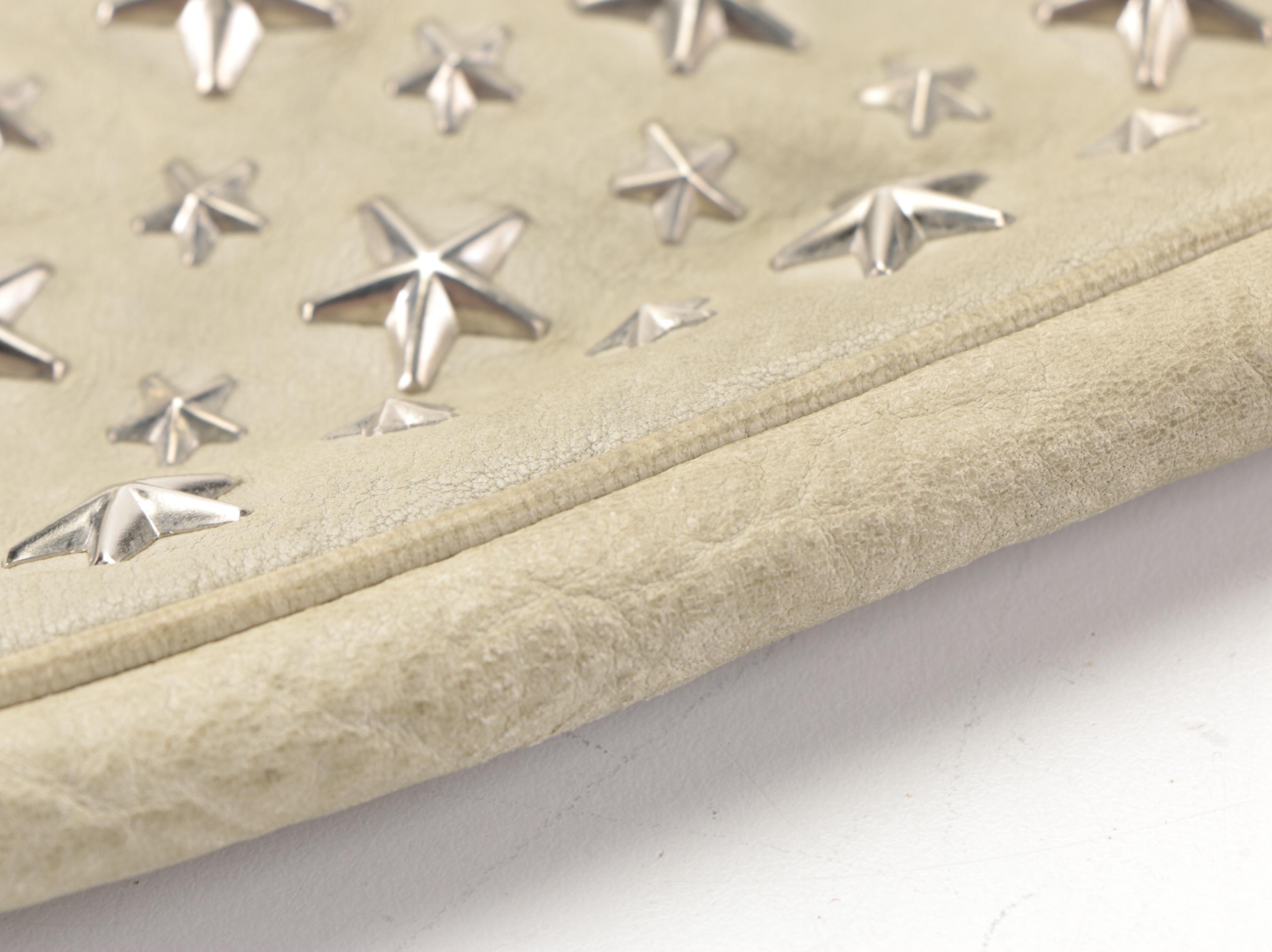 Jimmy Choo Star Studded Clutch in Grey Leather