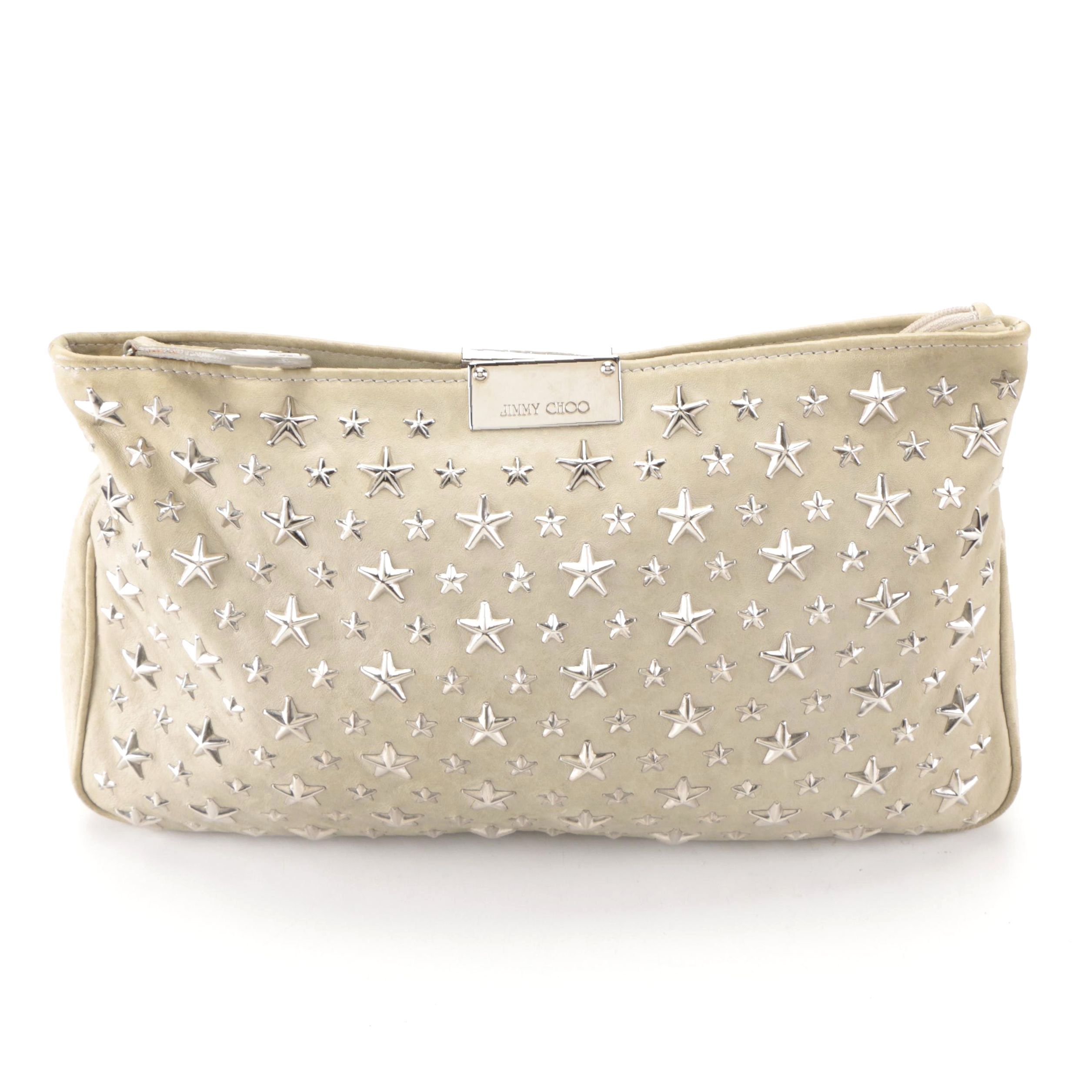Jimmy Choo Star Studded Clutch in Grey Leather