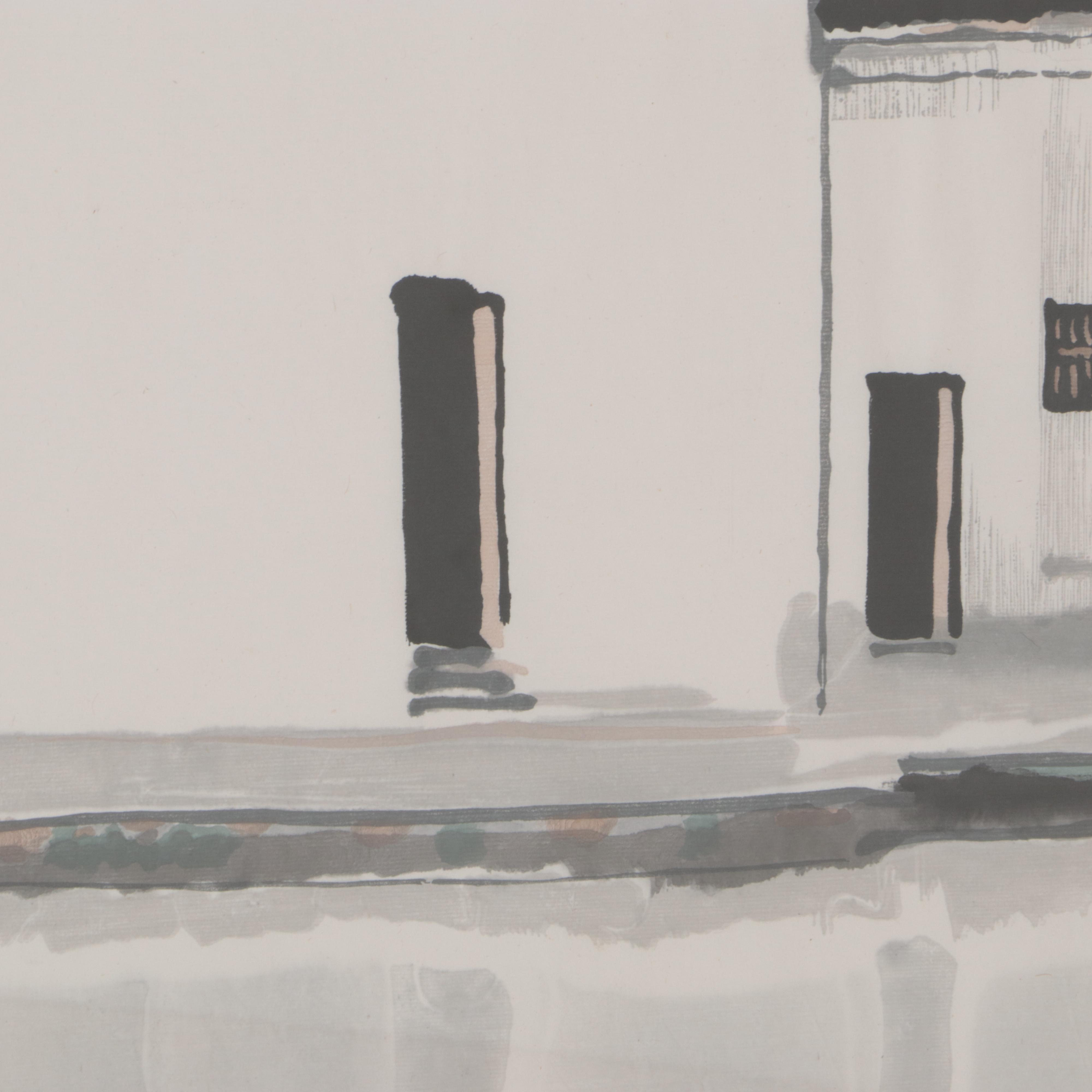 Embellished Woodblock After Wu Guanzhong "Two Swallows," Circa 1981