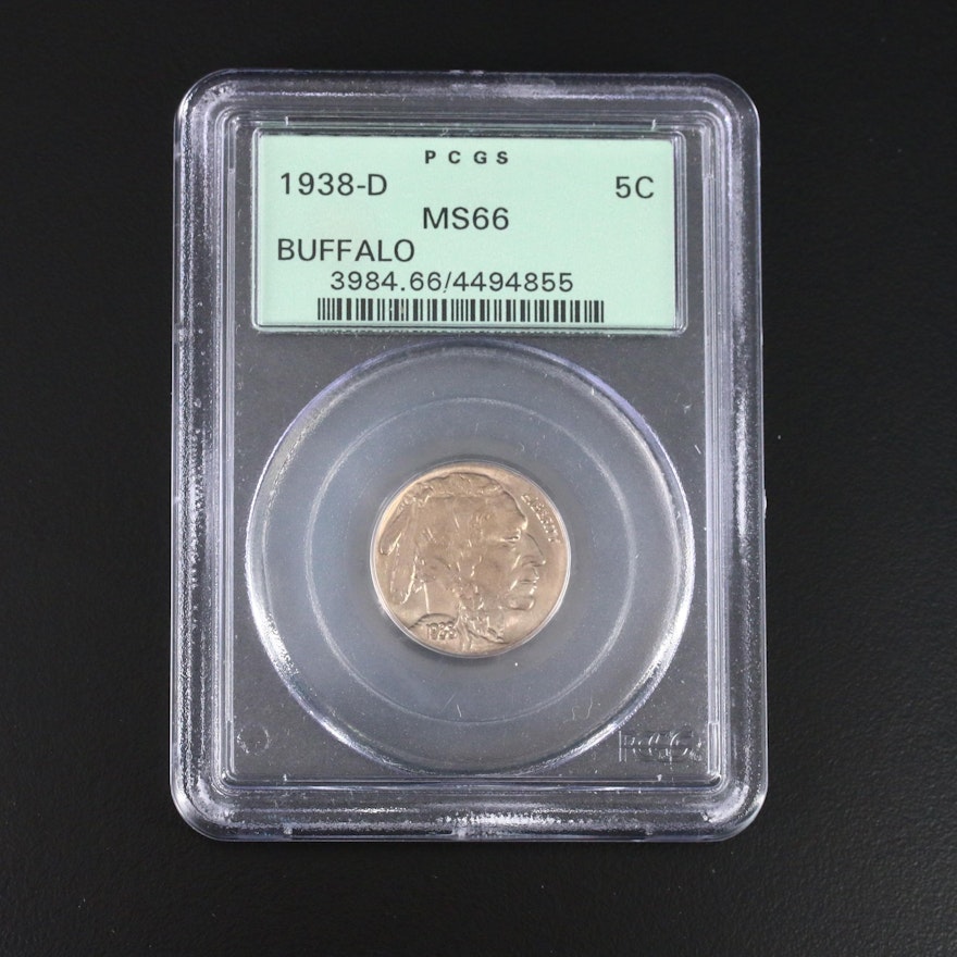 PCGS Graded MS66 1938-D Buffalo Nickel