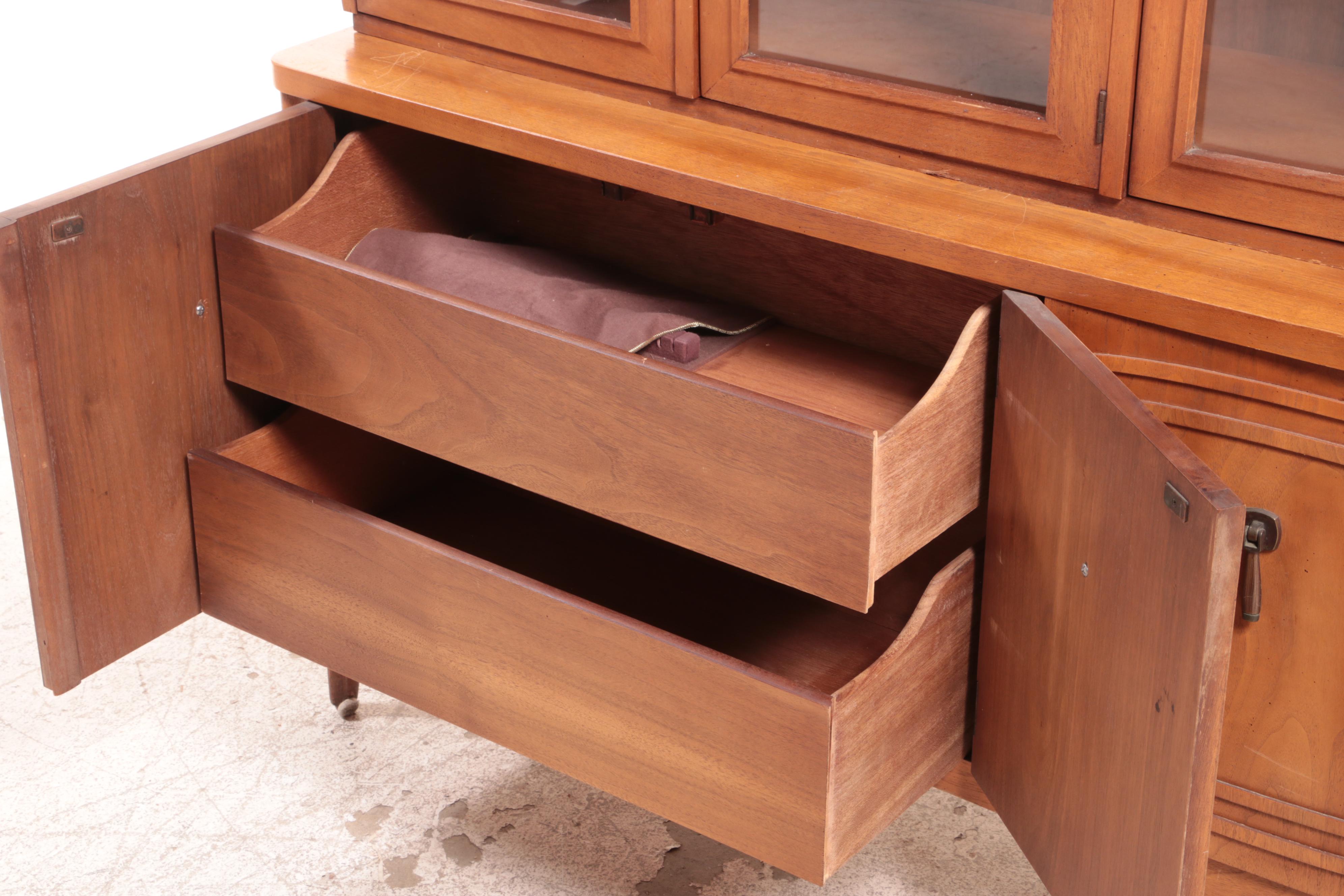 Broyhill Premier "Tribute Collection" Mid Century Modern Walnut China Cabinet