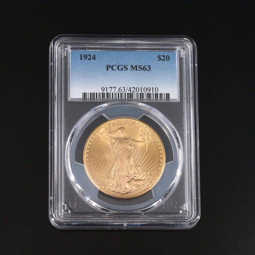 PCGS Graded MS63 1924 St. Gaudens $20 Gold Coin