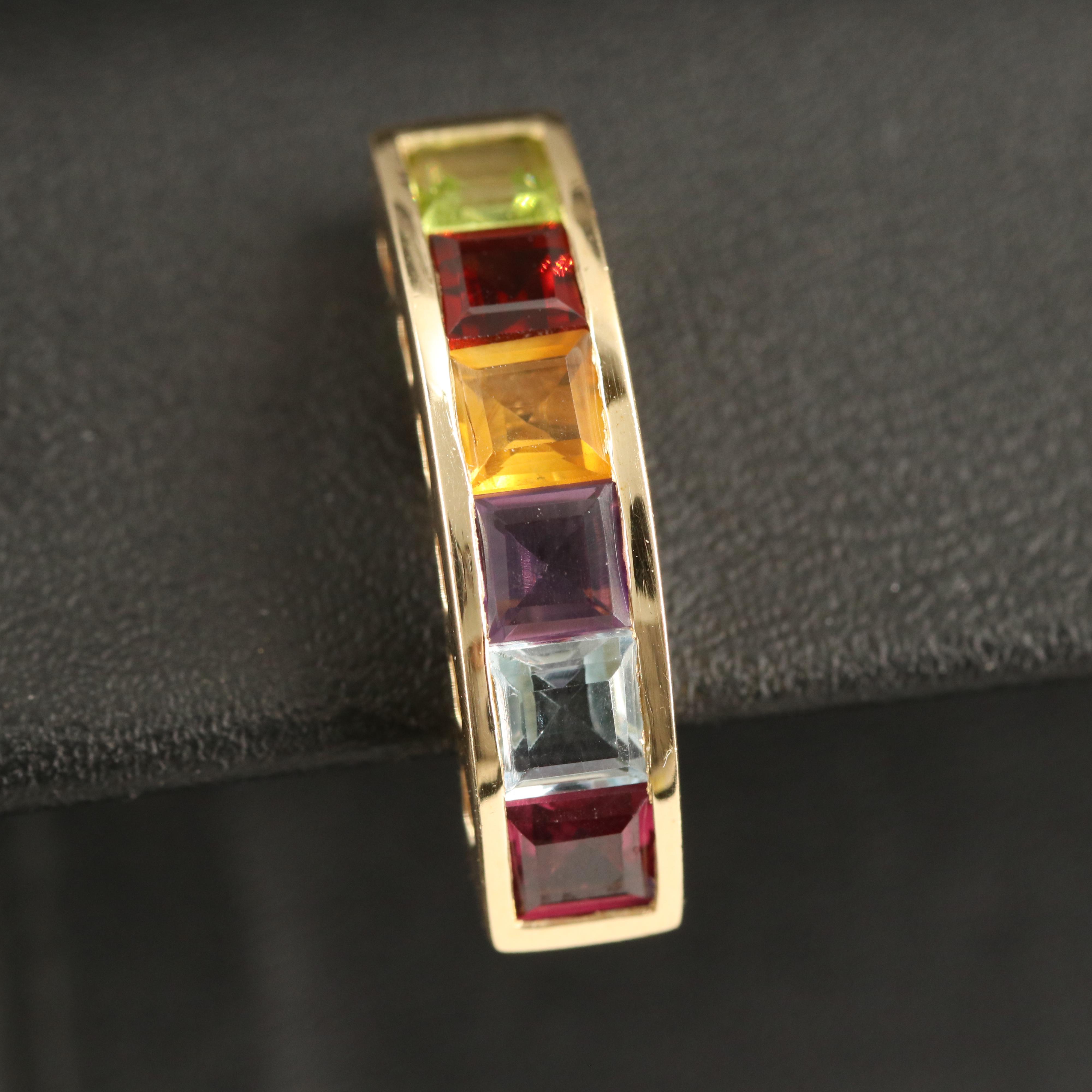 14K Peridot, Garnet, Citrine, Amethyst and Topaz Earrings