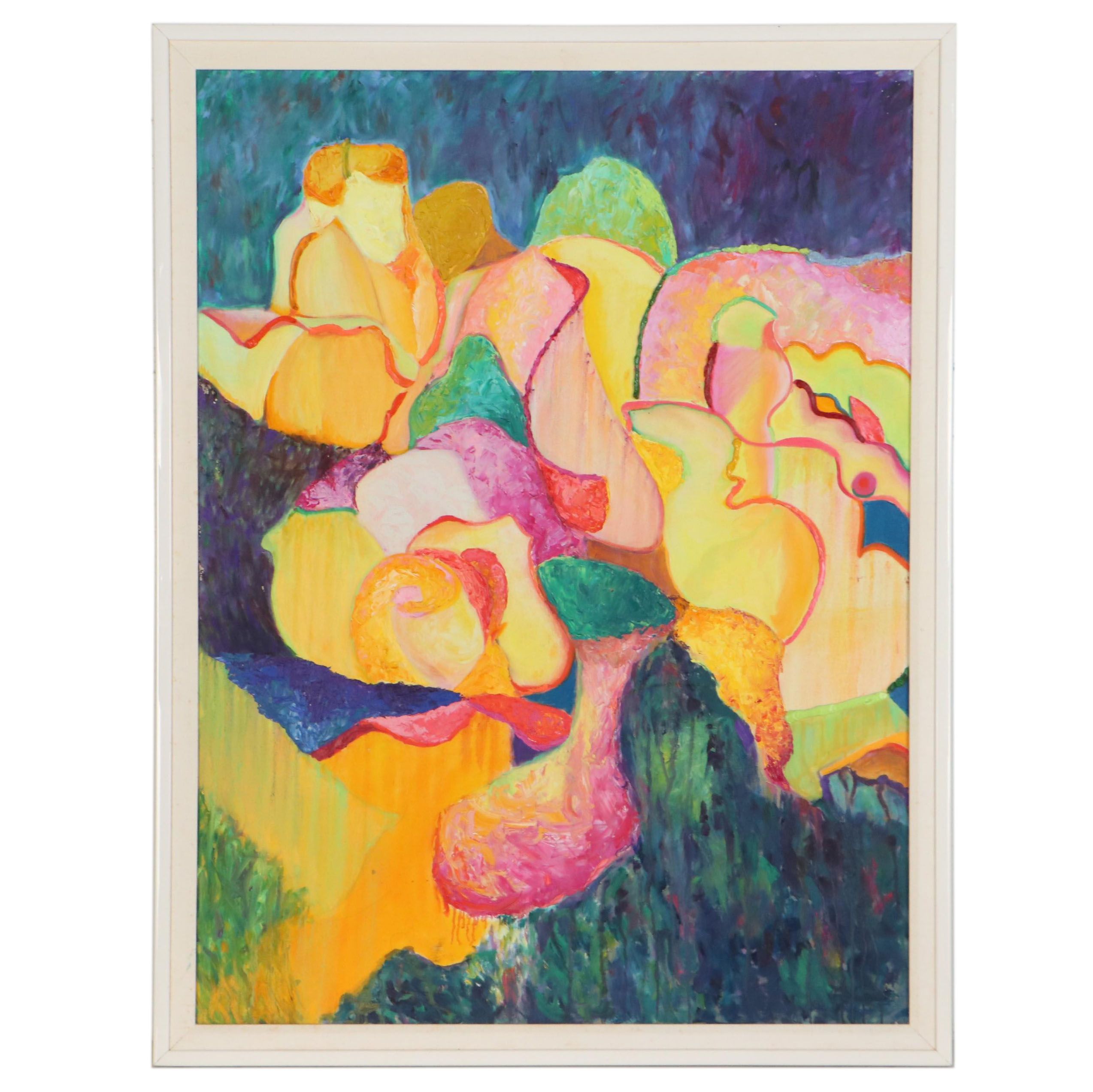 Suzie Wright Oil Painting "War of the Roses", 21st Century