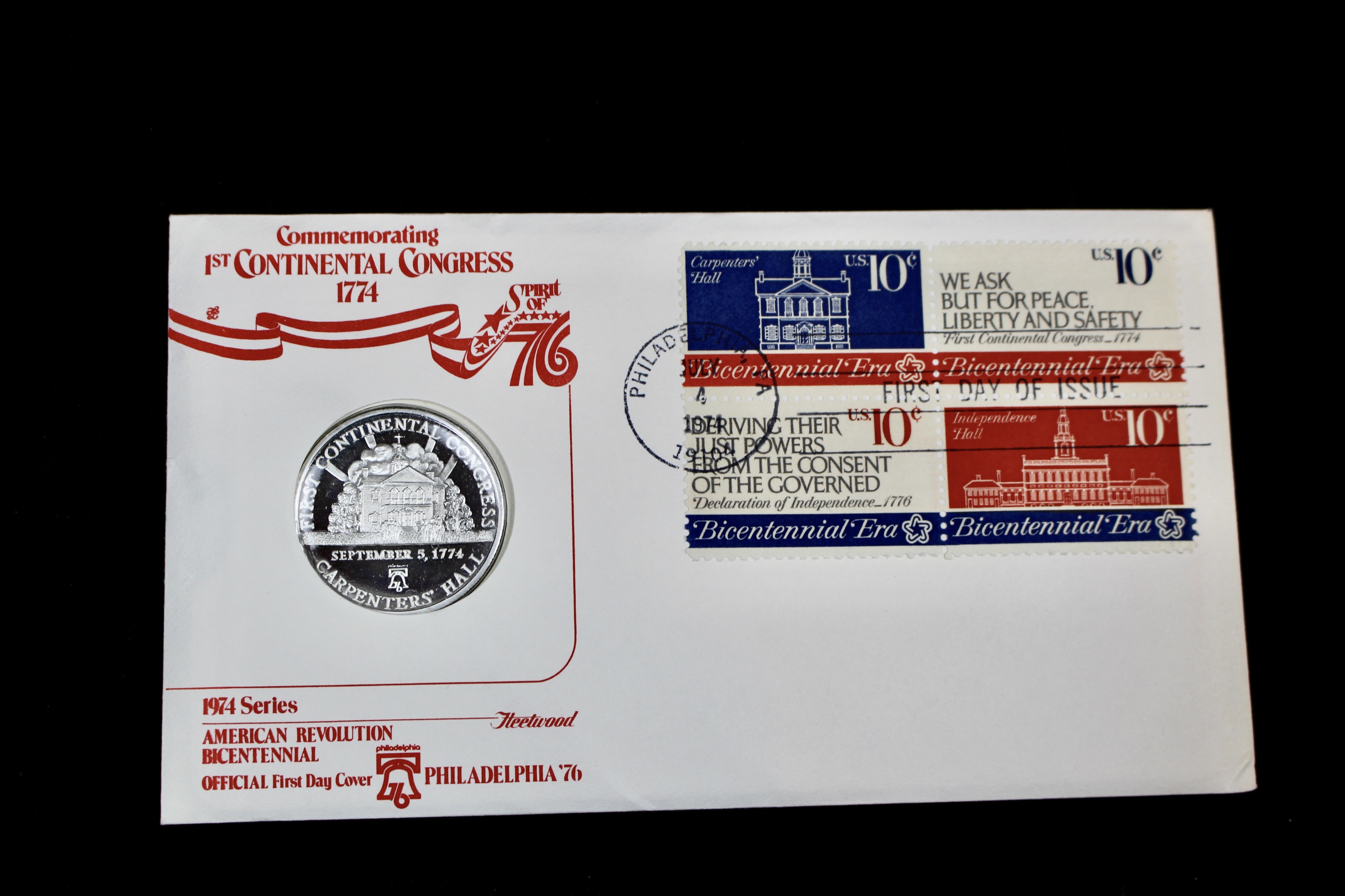 Six Bicentennial First Day Covers With Silver Medals