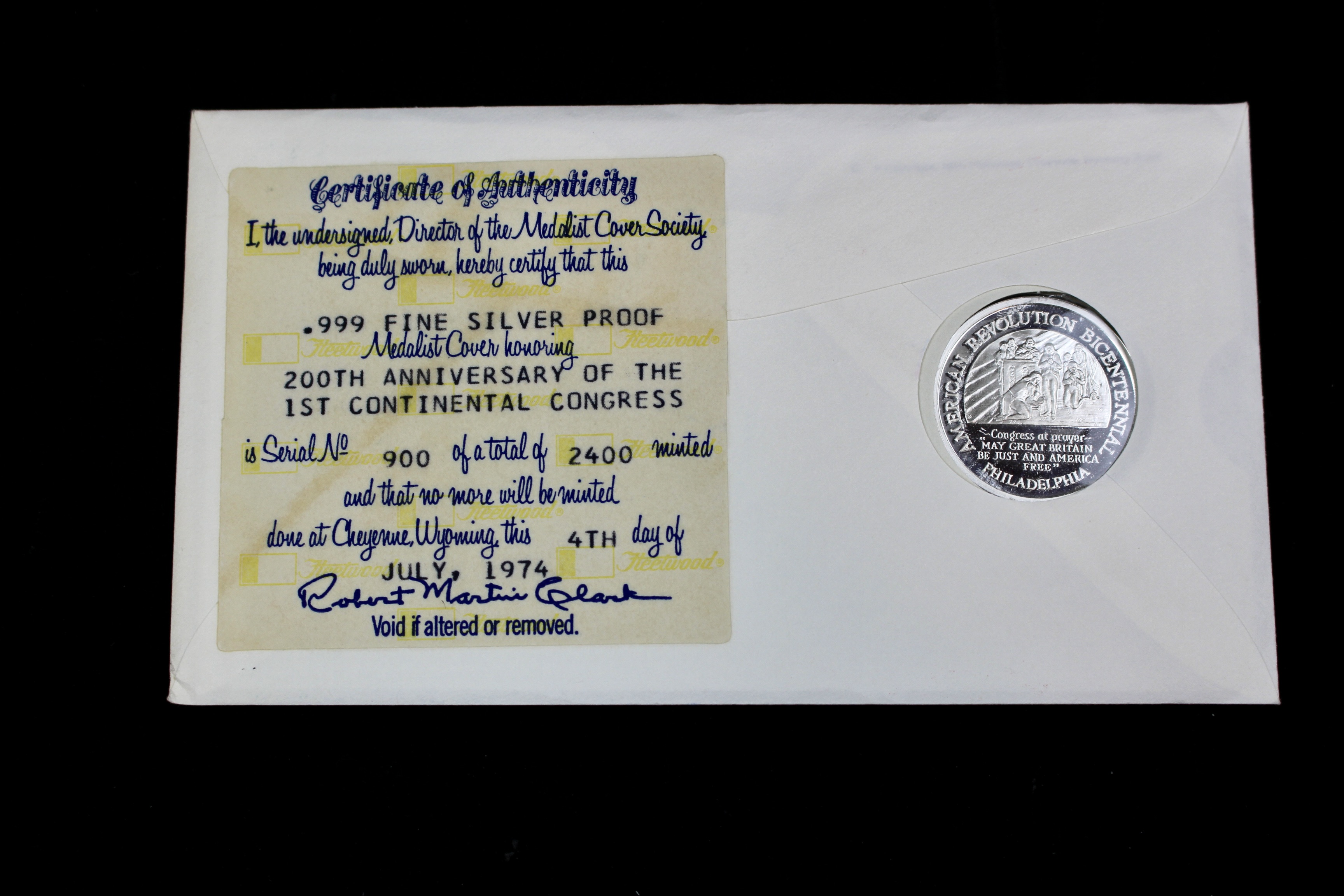 Six Bicentennial First Day Covers With Silver Medals