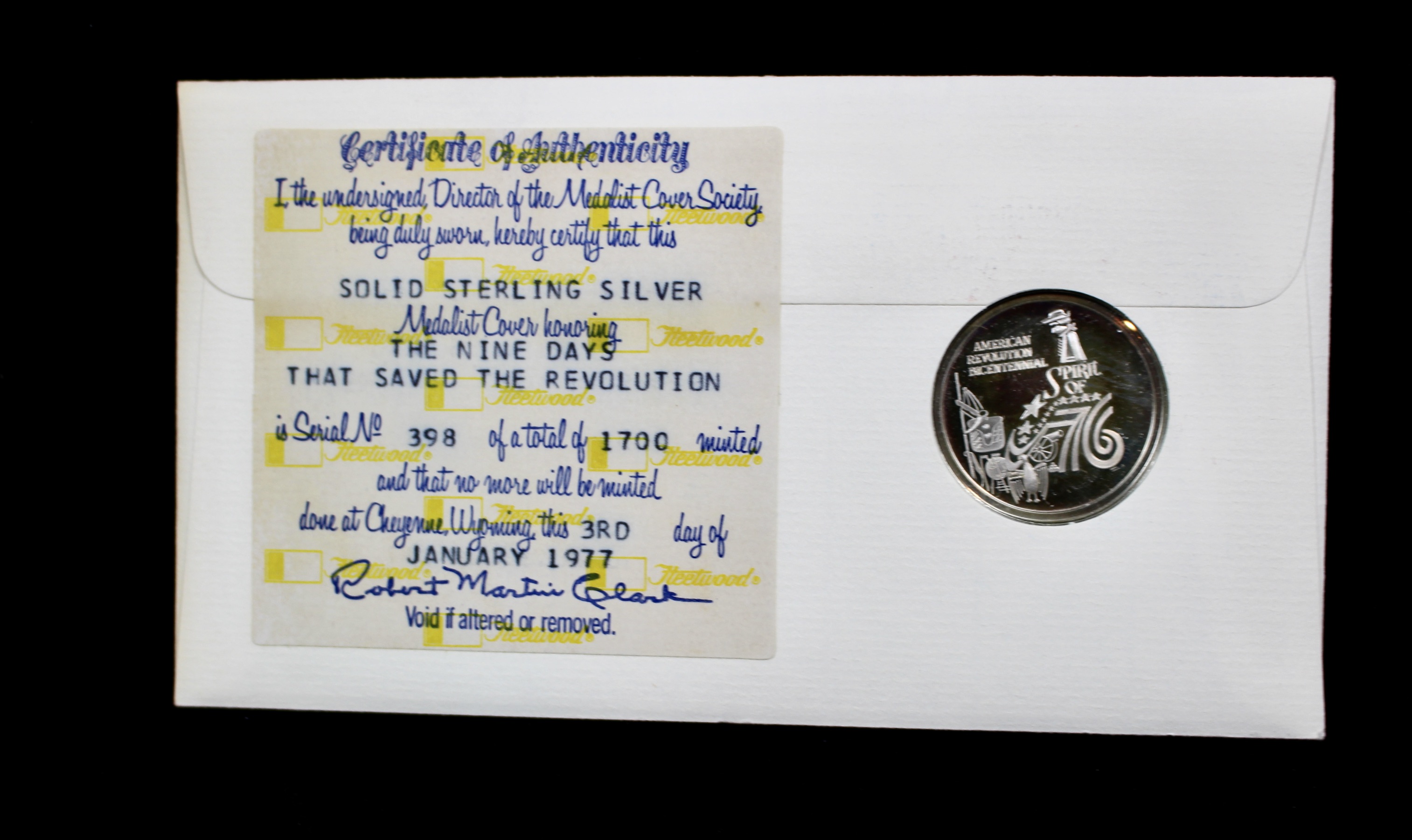 Six Bicentennial First Day Covers With Silver Medals