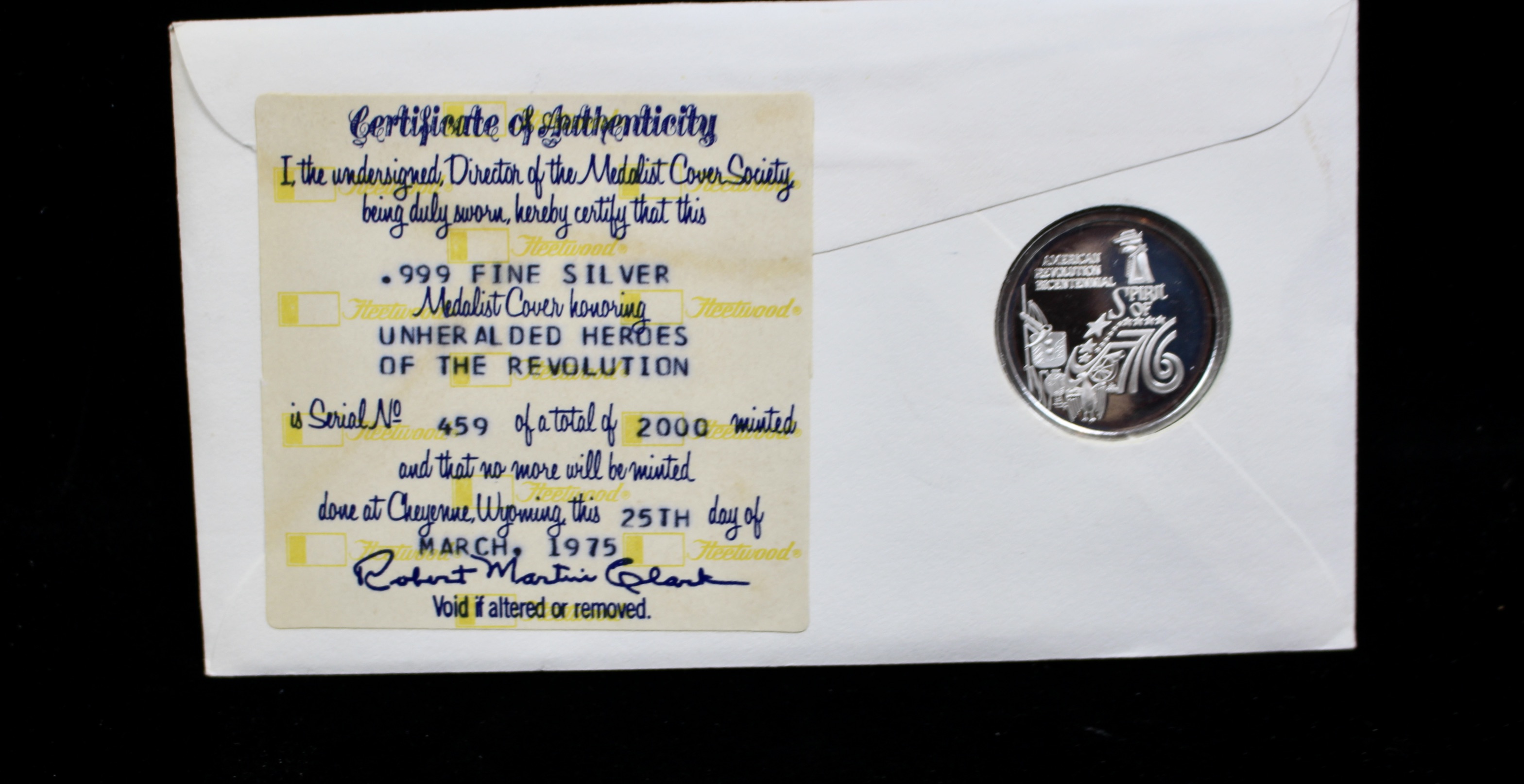Six Bicentennial First Day Covers With Silver Medals