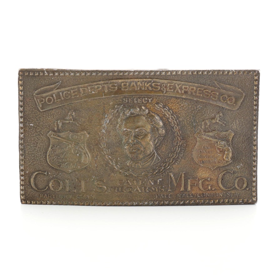 Colt's Mfg. Brass Belt Buckle Police Depts Bank's & Express