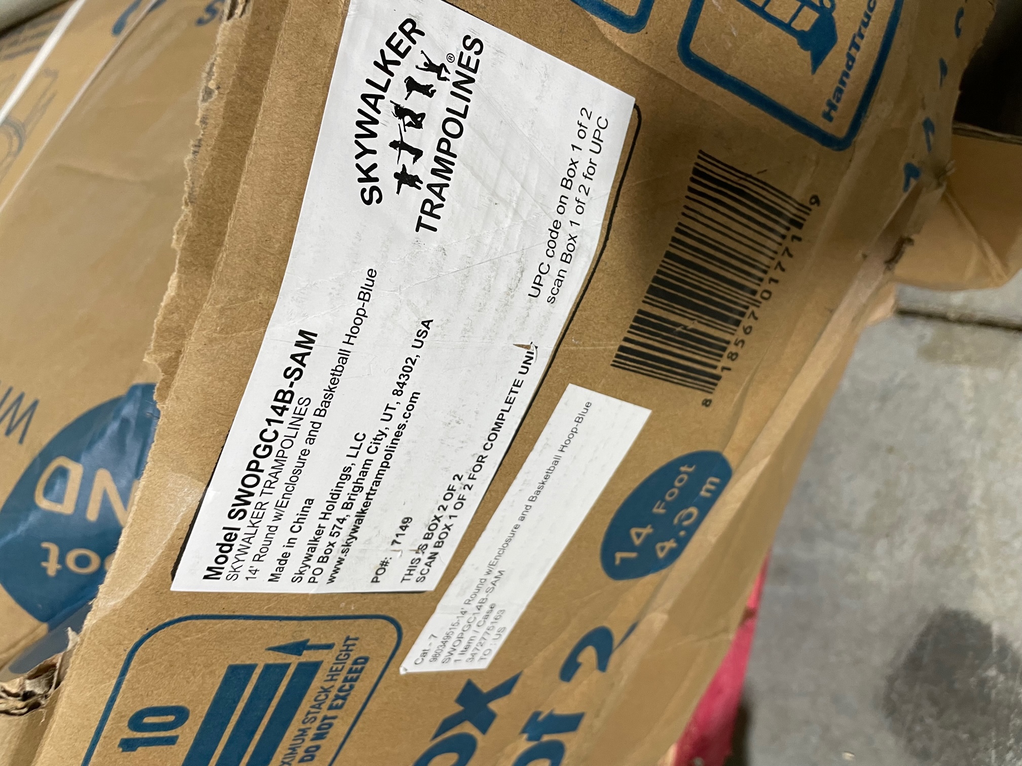 Skywalker 14' Round Trampoline with Enclosure and Basketball Hoop