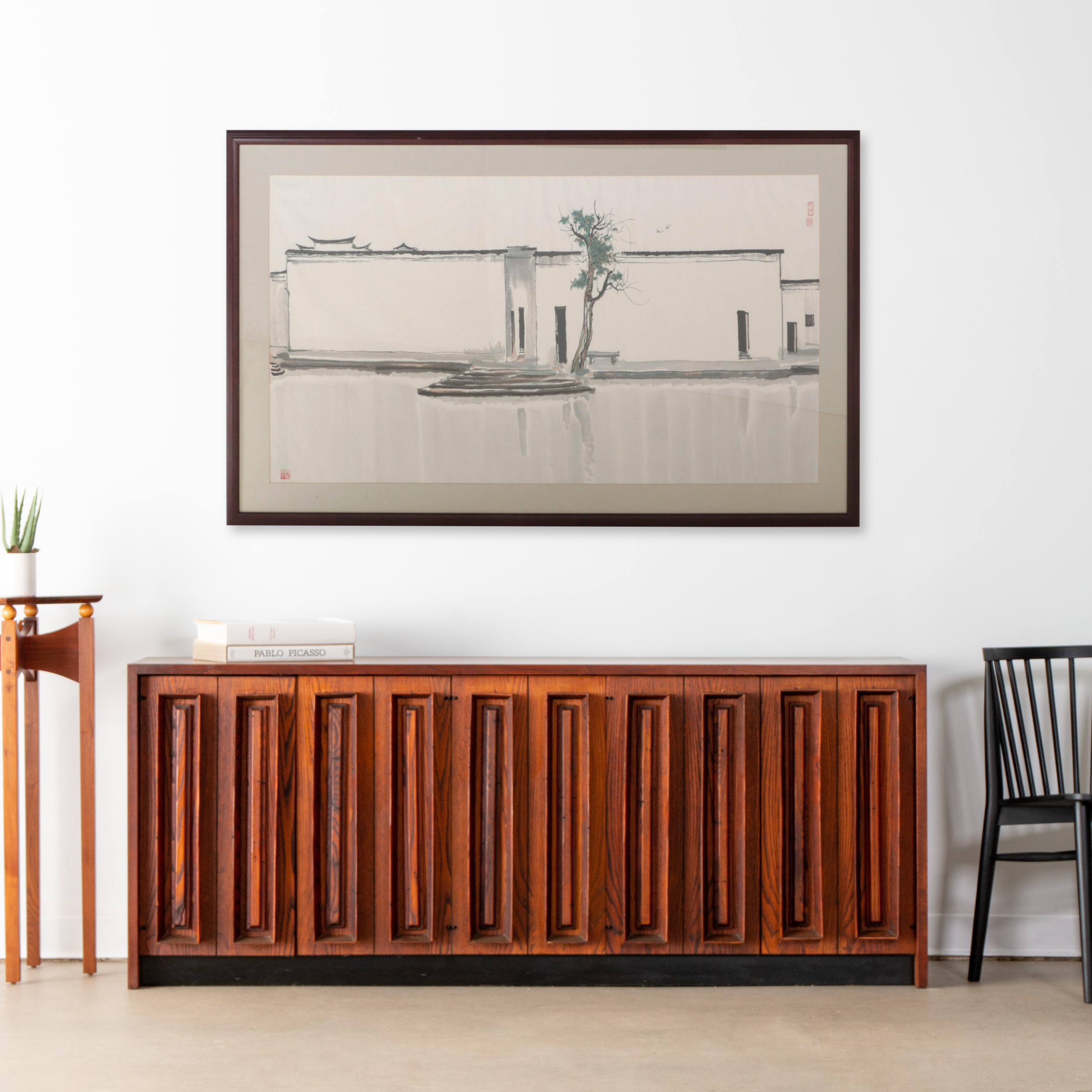 Embellished Woodblock After Wu Guanzhong "Two Swallows," Circa 1981