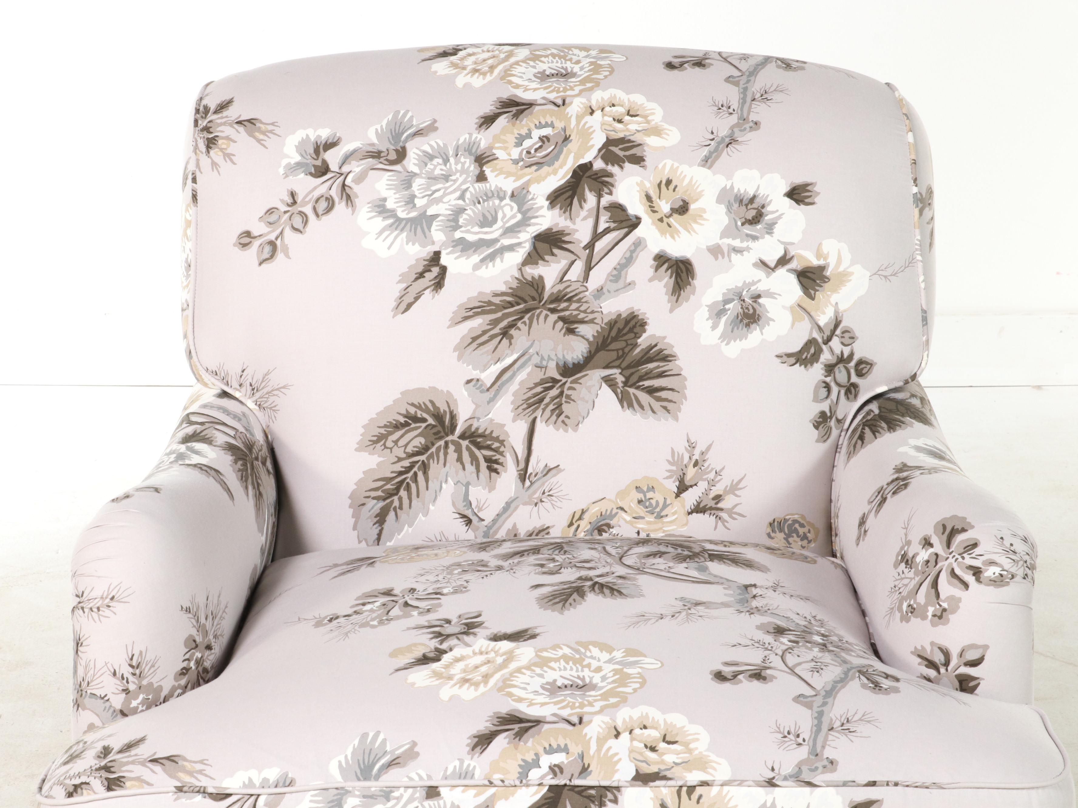 Easy Armchair in Schumacher "Pyne Hollyhock" Upholstery