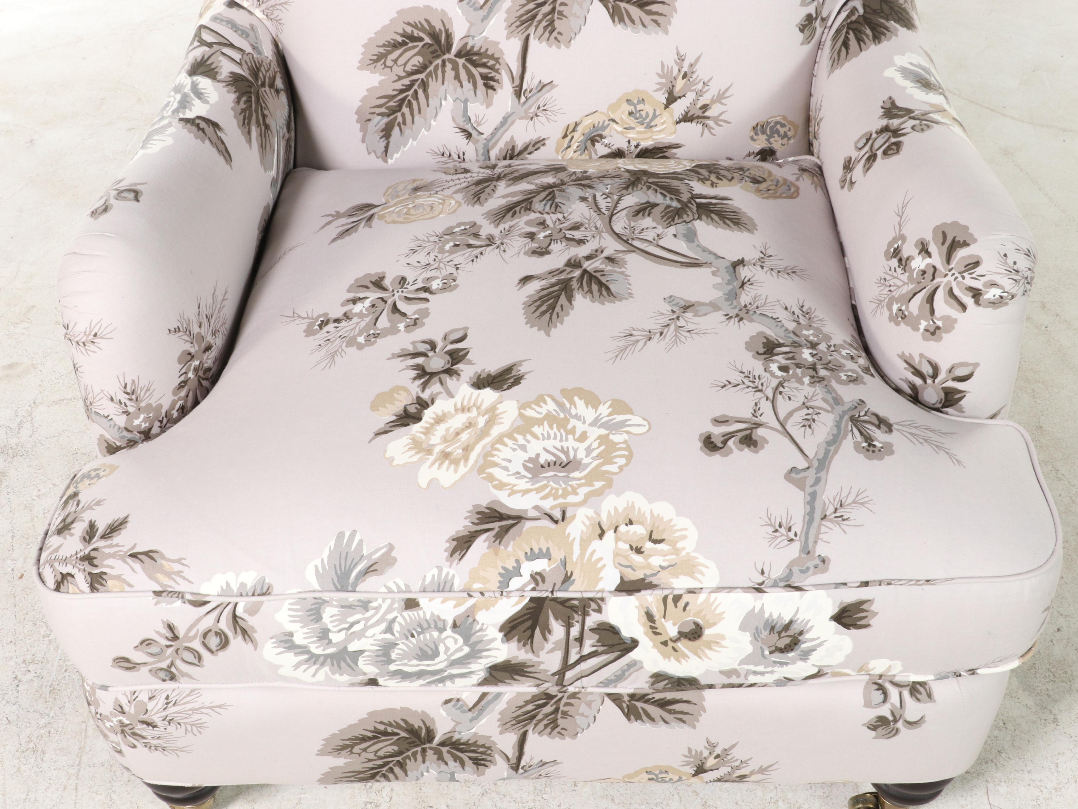 Easy Armchair in Schumacher "Pyne Hollyhock" Upholstery