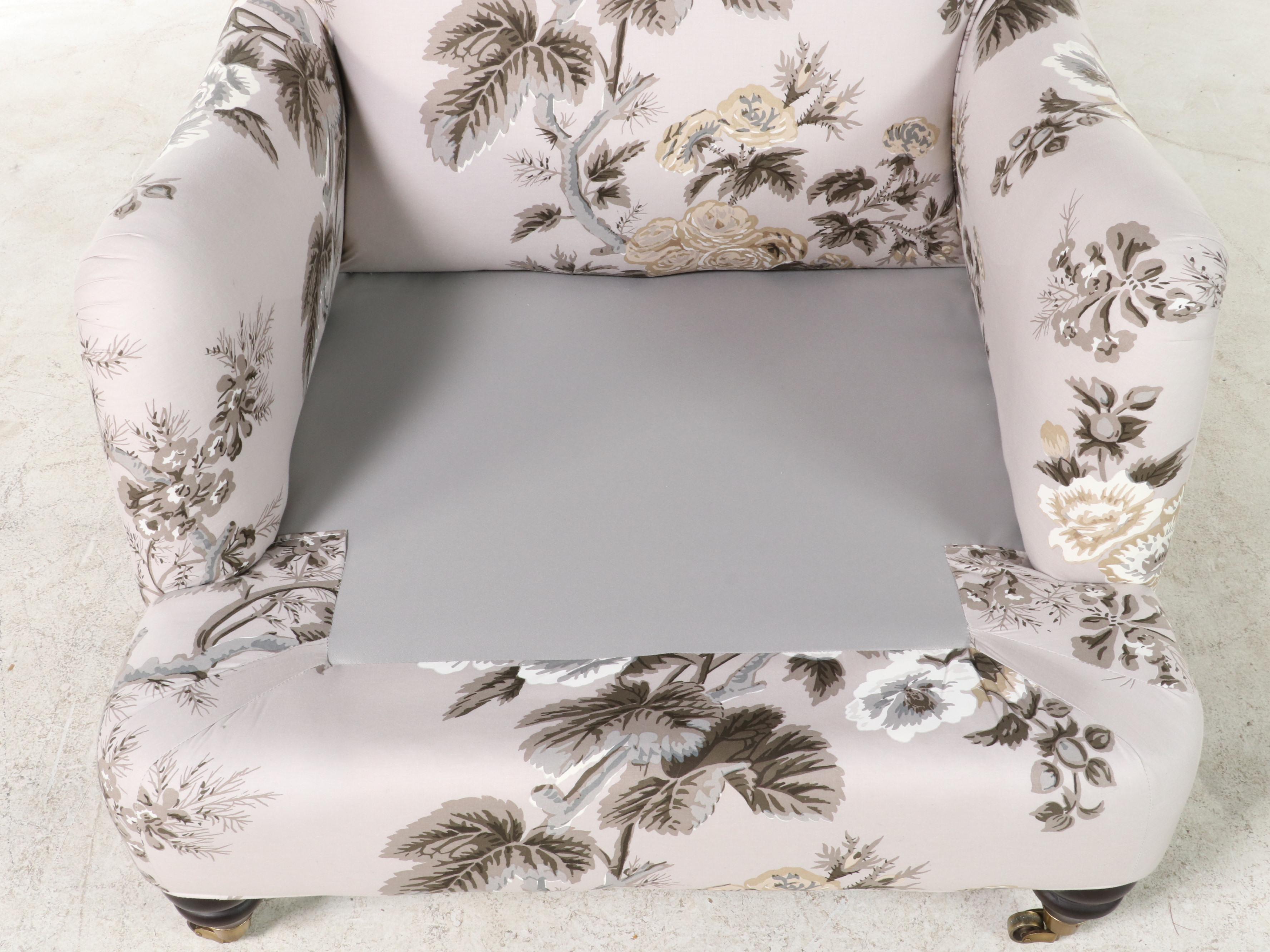 Easy Armchair in Schumacher "Pyne Hollyhock" Upholstery