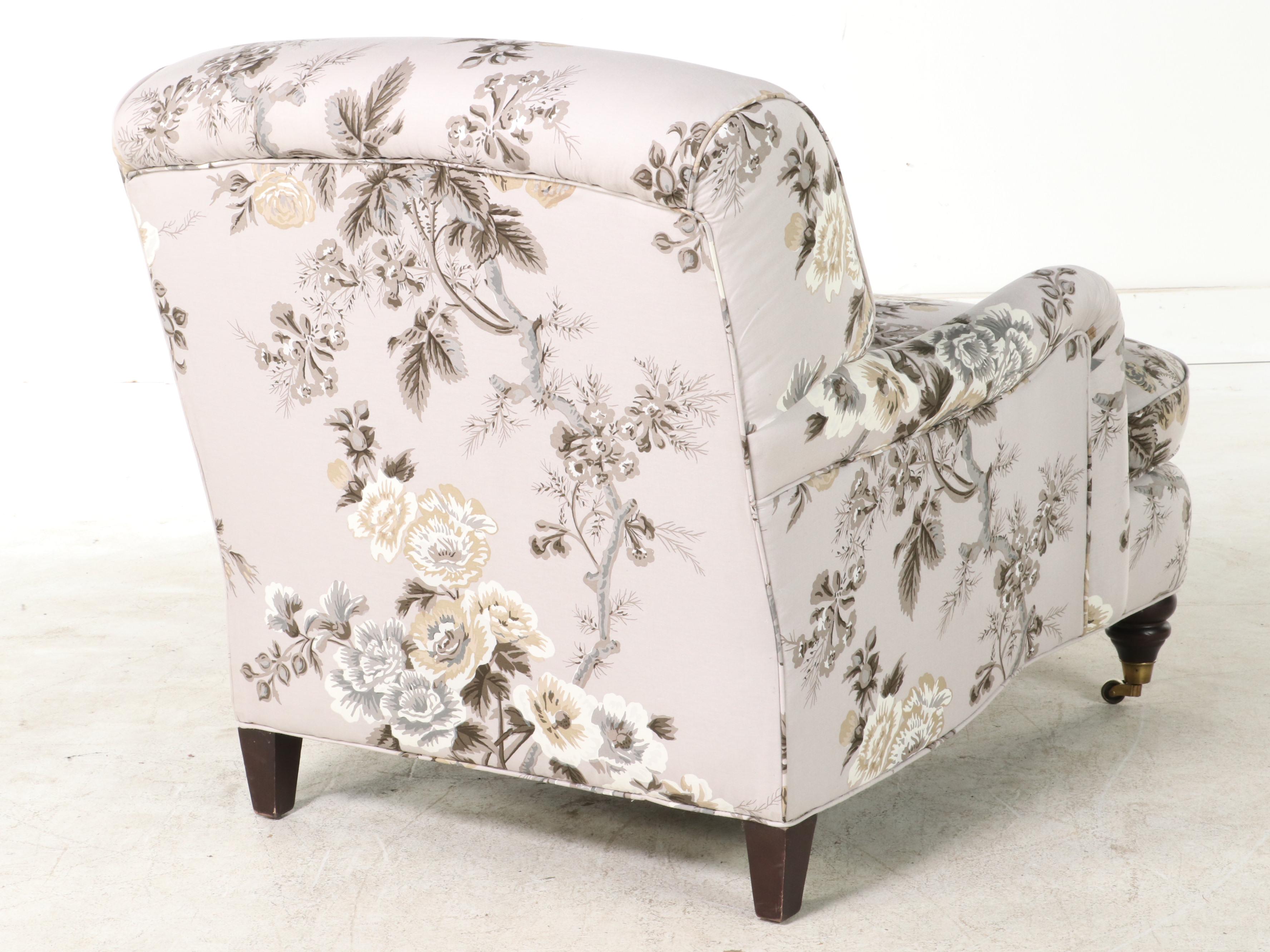 Easy Armchair in Schumacher "Pyne Hollyhock" Upholstery