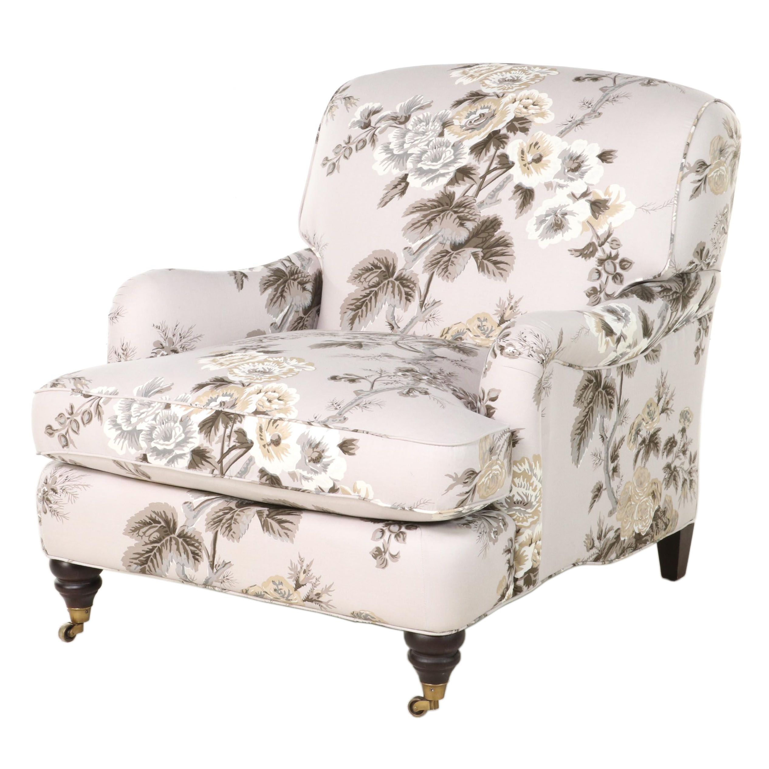 Easy Armchair in Schumacher "Pyne Hollyhock" Upholstery