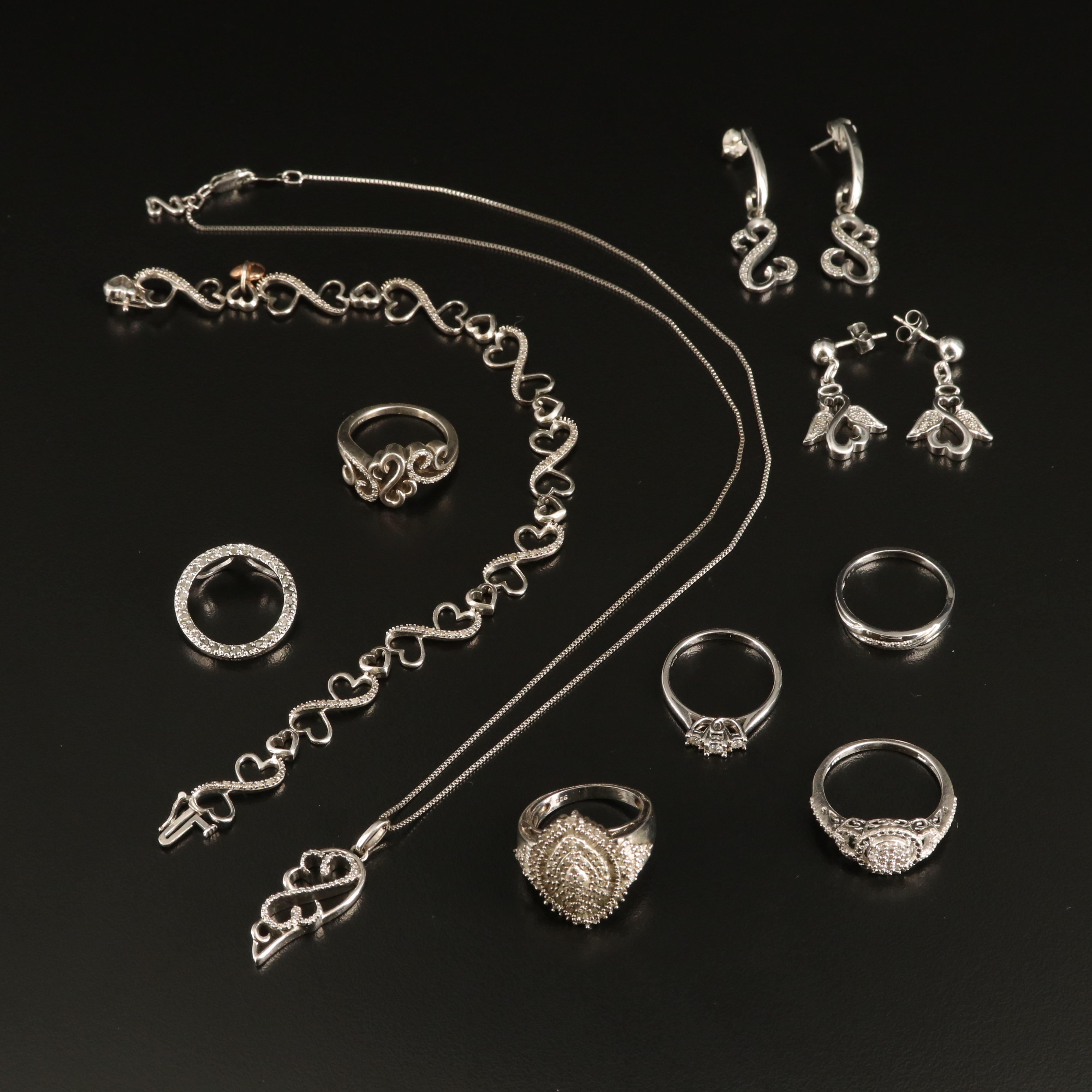 Jane Seymour "Open Heart" Diamond and Sterling Jewelry Selection