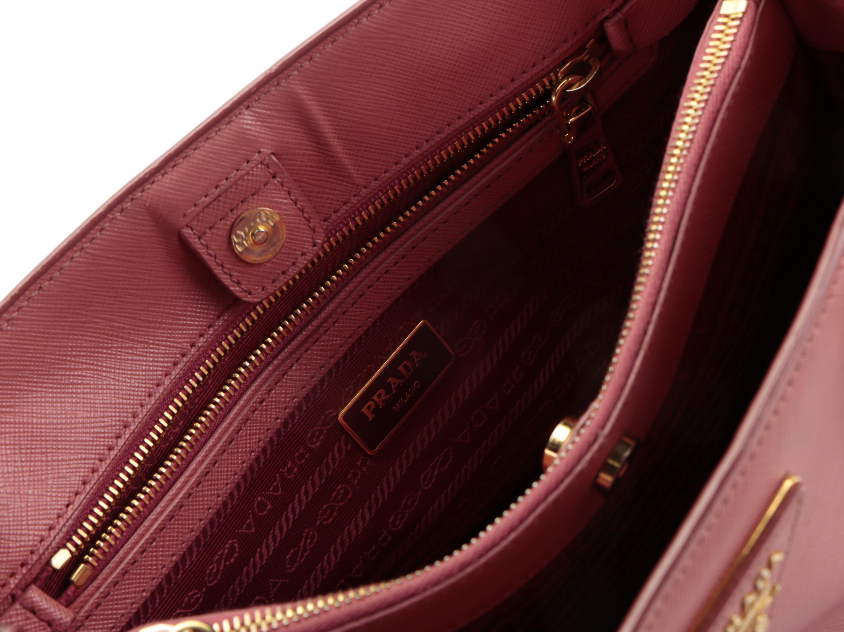 Prada Small Double Zip Tote Bag in Pink Saffiano Leather