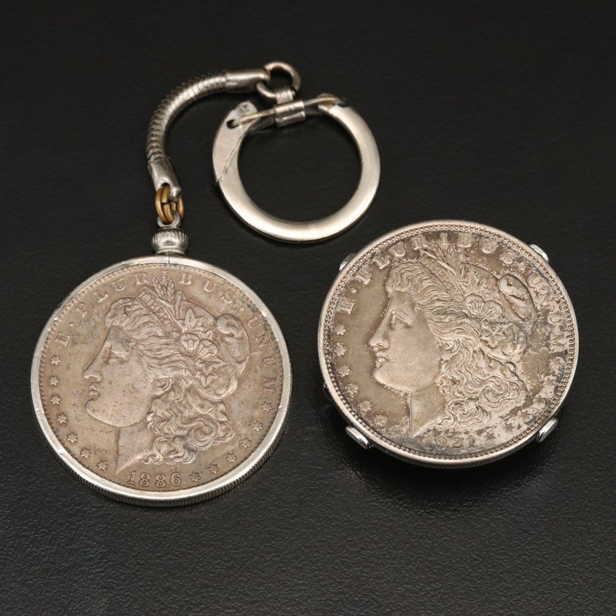 Two Morgan Silver Dollar Jewelry Items