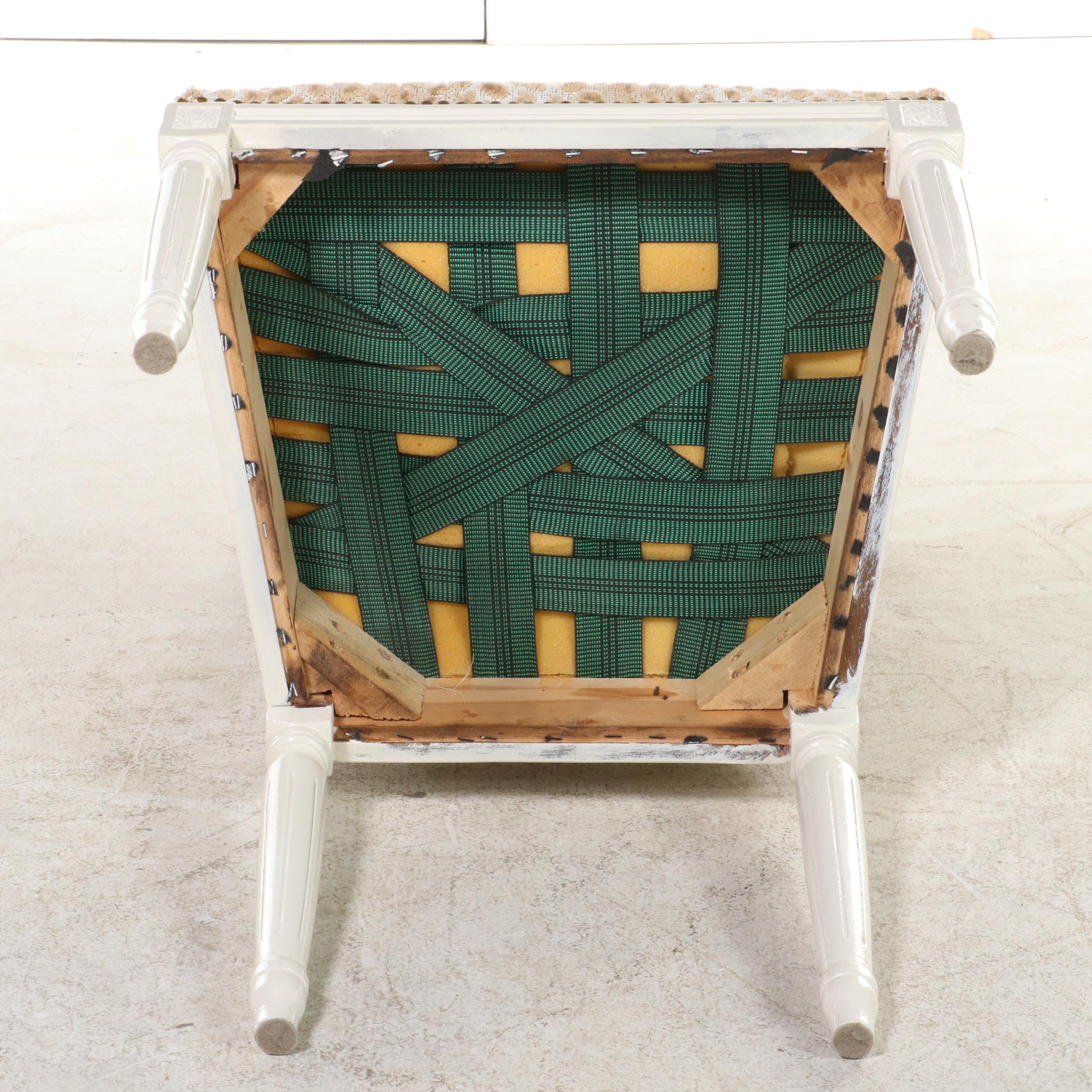 Six Louis XVI Style White-Painted Side Chairs in Cowtan & Tout Ocelot Upholstery