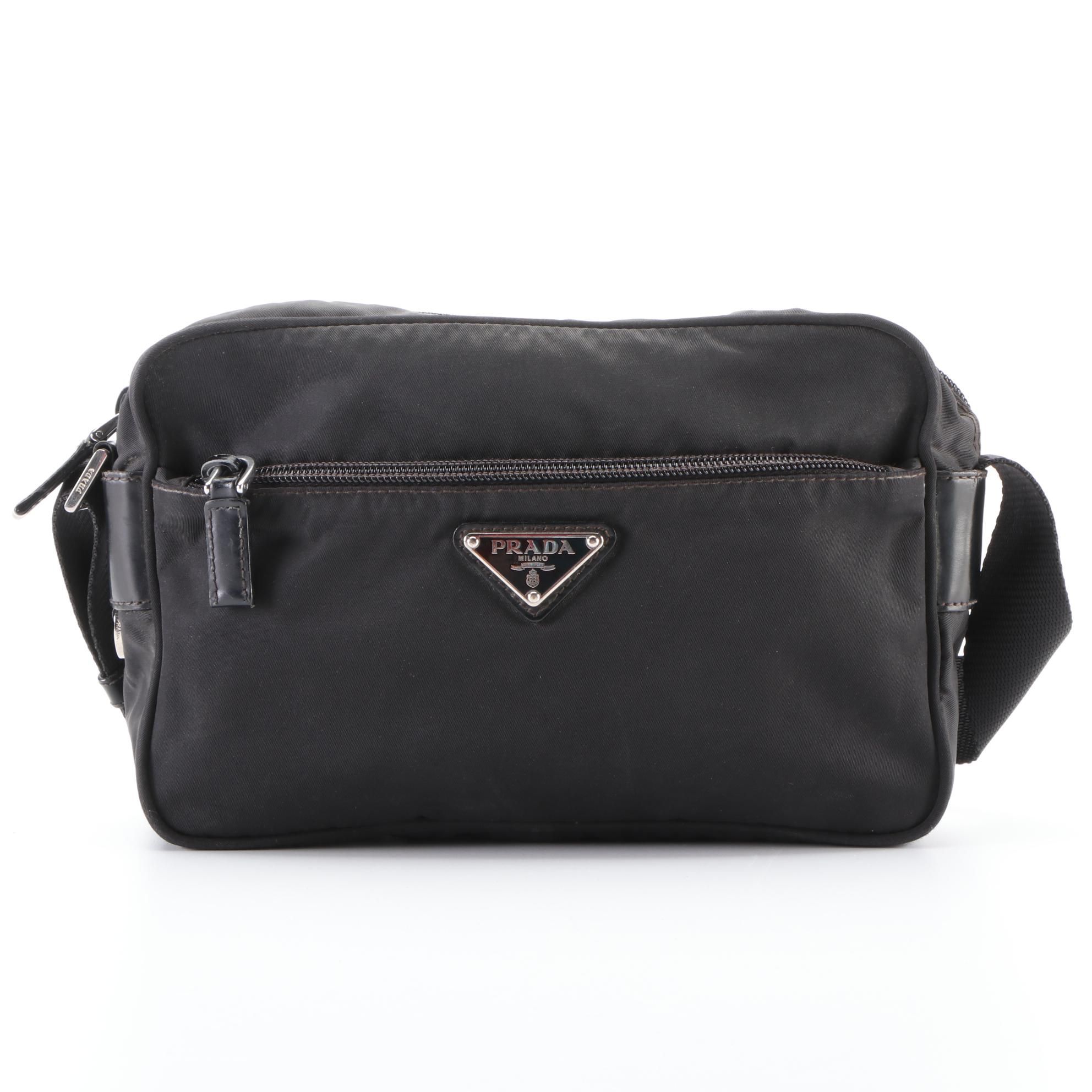 Prada Small Crossbody Bag in Black Nylon Tessuto and Leather