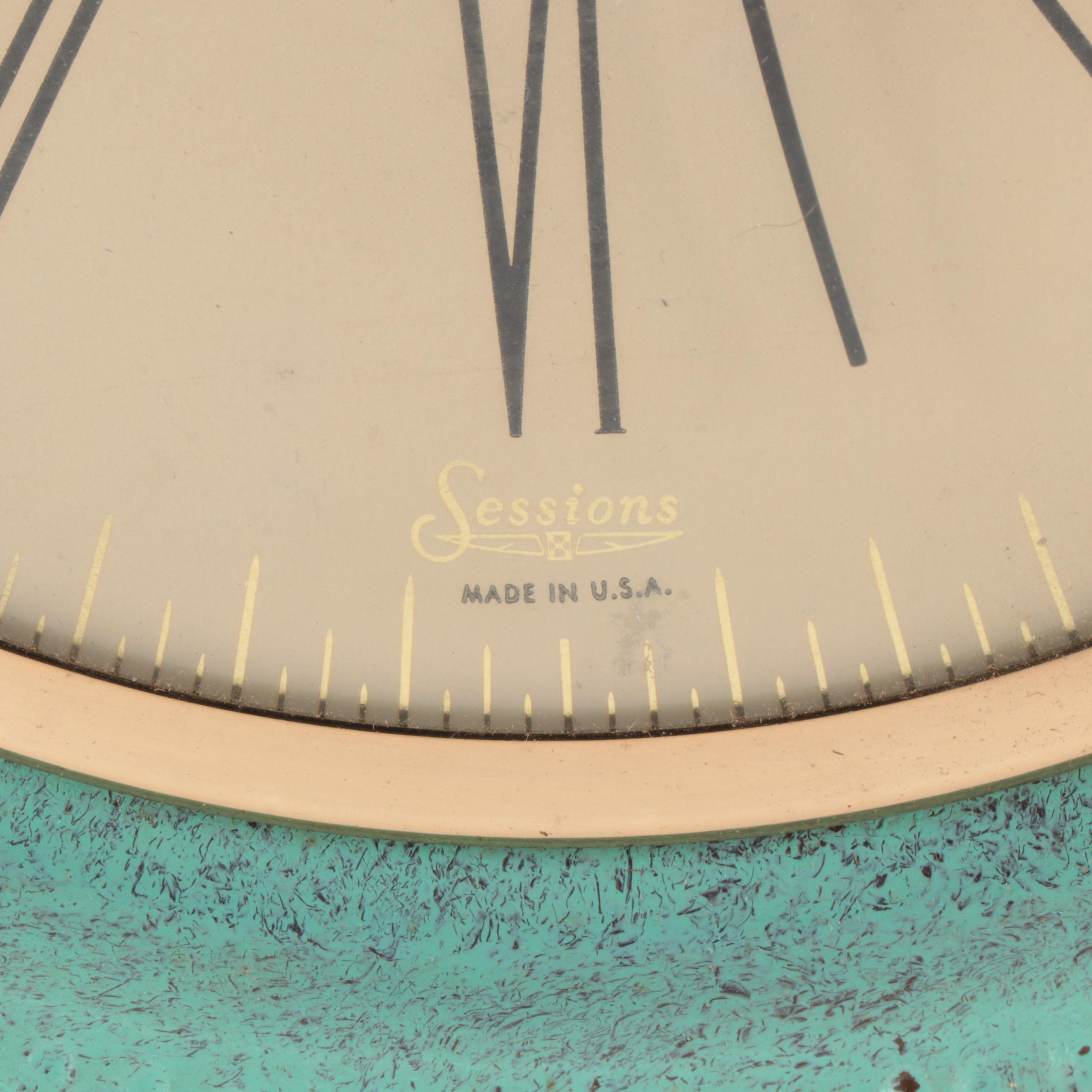 Sessions Faux Verdigris Electric Wall Clock, Mid-20th Century