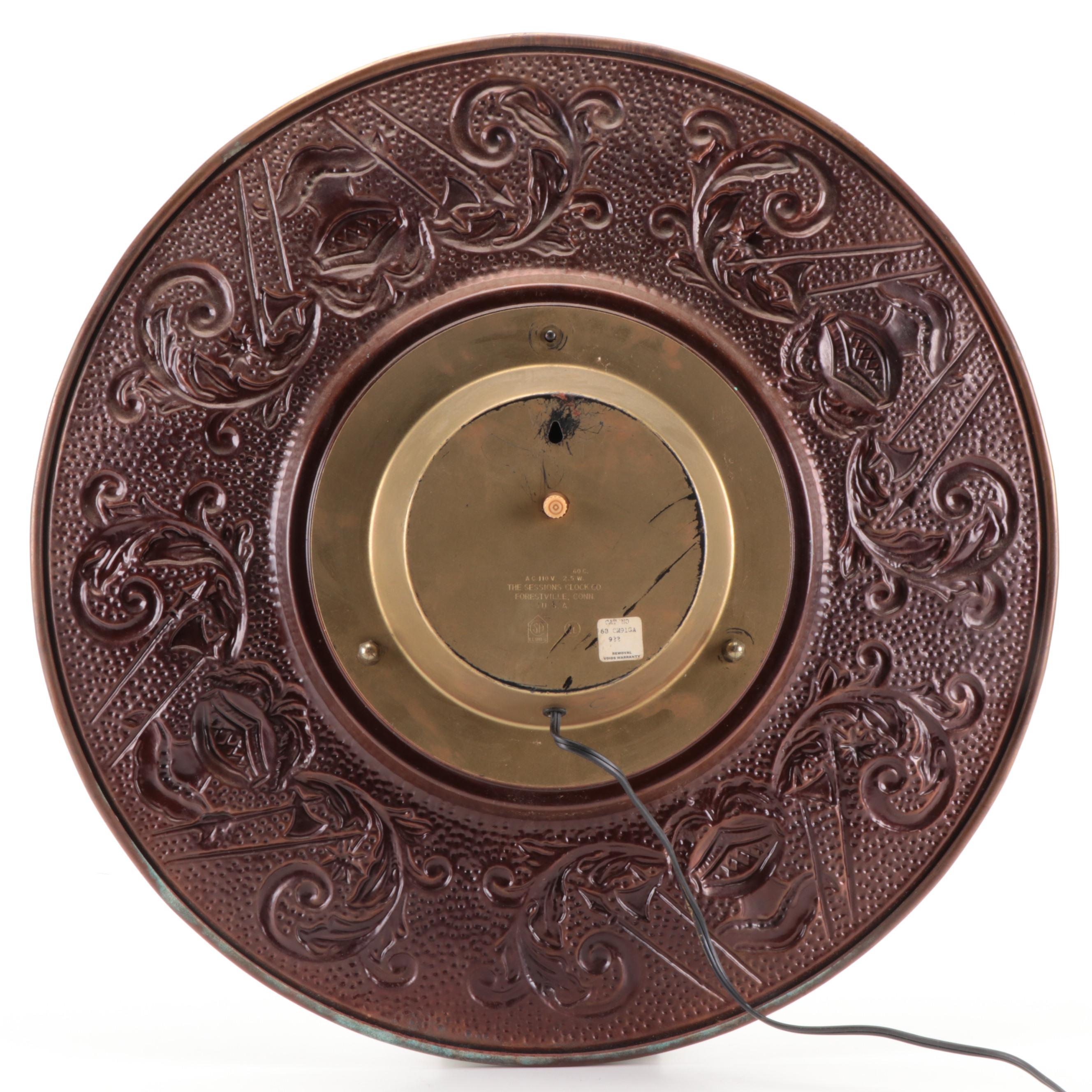 Sessions Faux Verdigris Electric Wall Clock, Mid-20th Century