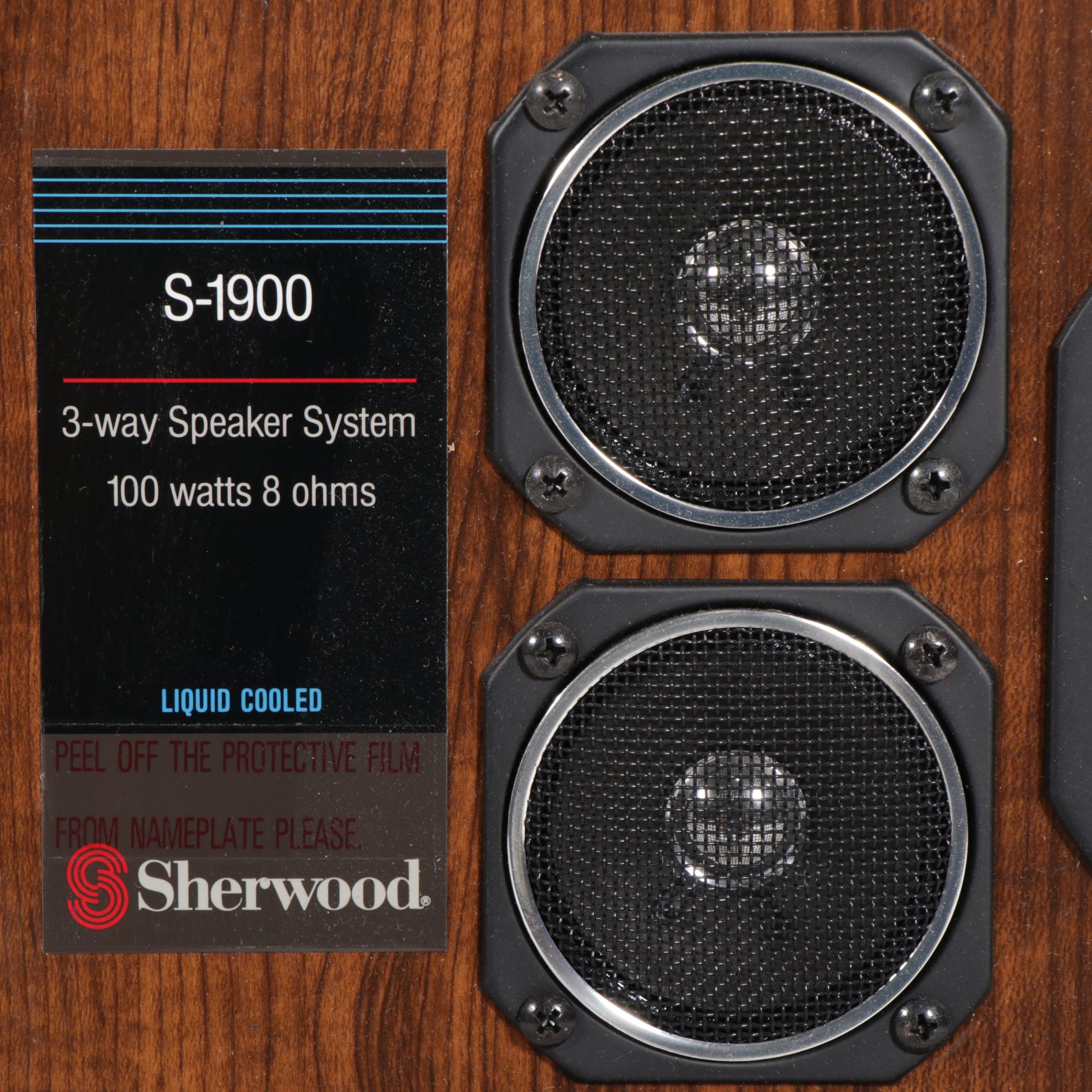 Pair of Sherwood S-1900 3-Way Speaker Systems, Late 20th Century