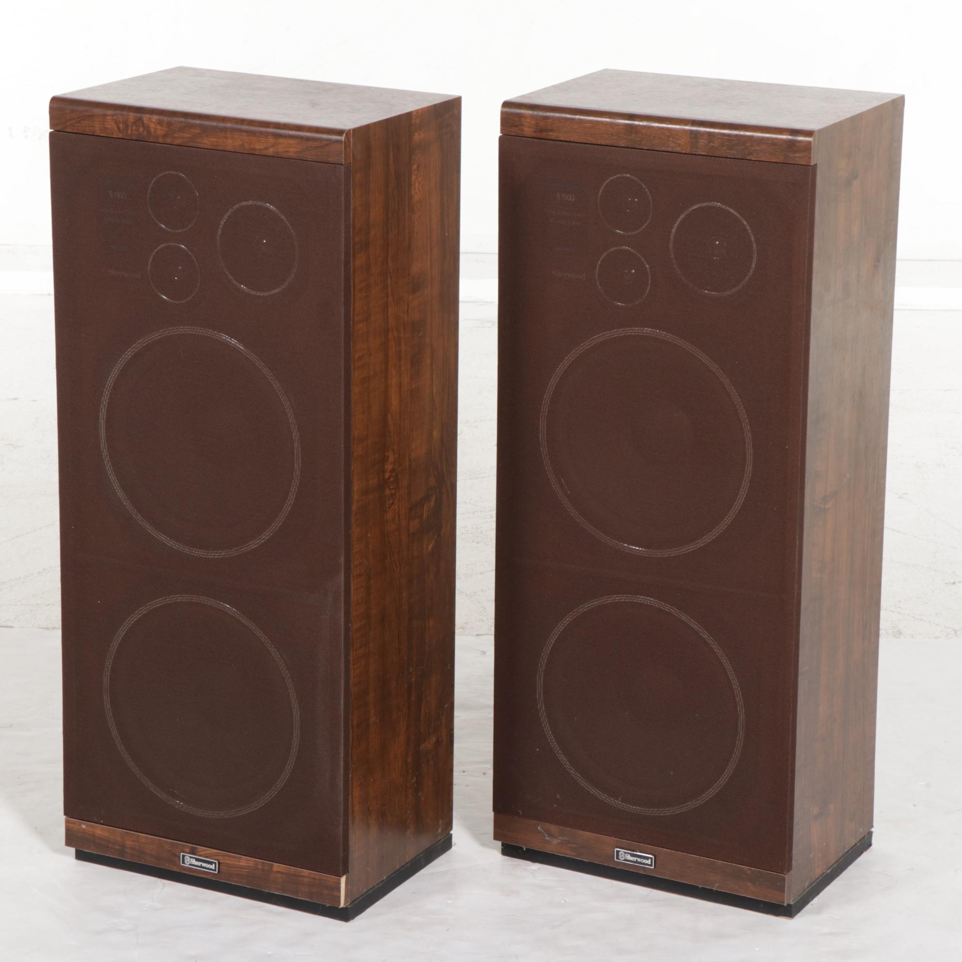 Pair of Sherwood S-1900 3-Way Speaker Systems, Late 20th Century
