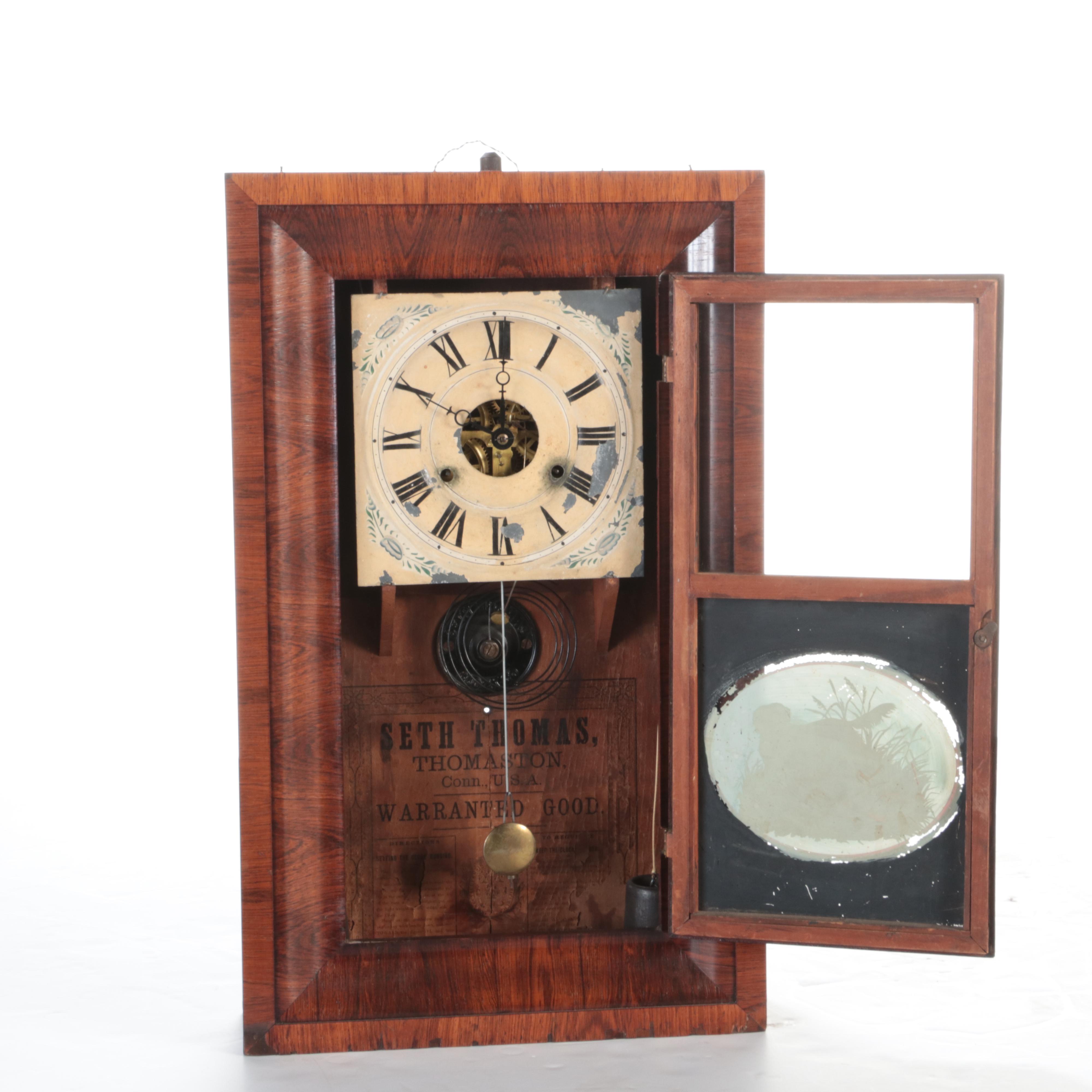 Seth Thomas Ogee Mantel Clock with Transfered Reverse Glass Panel