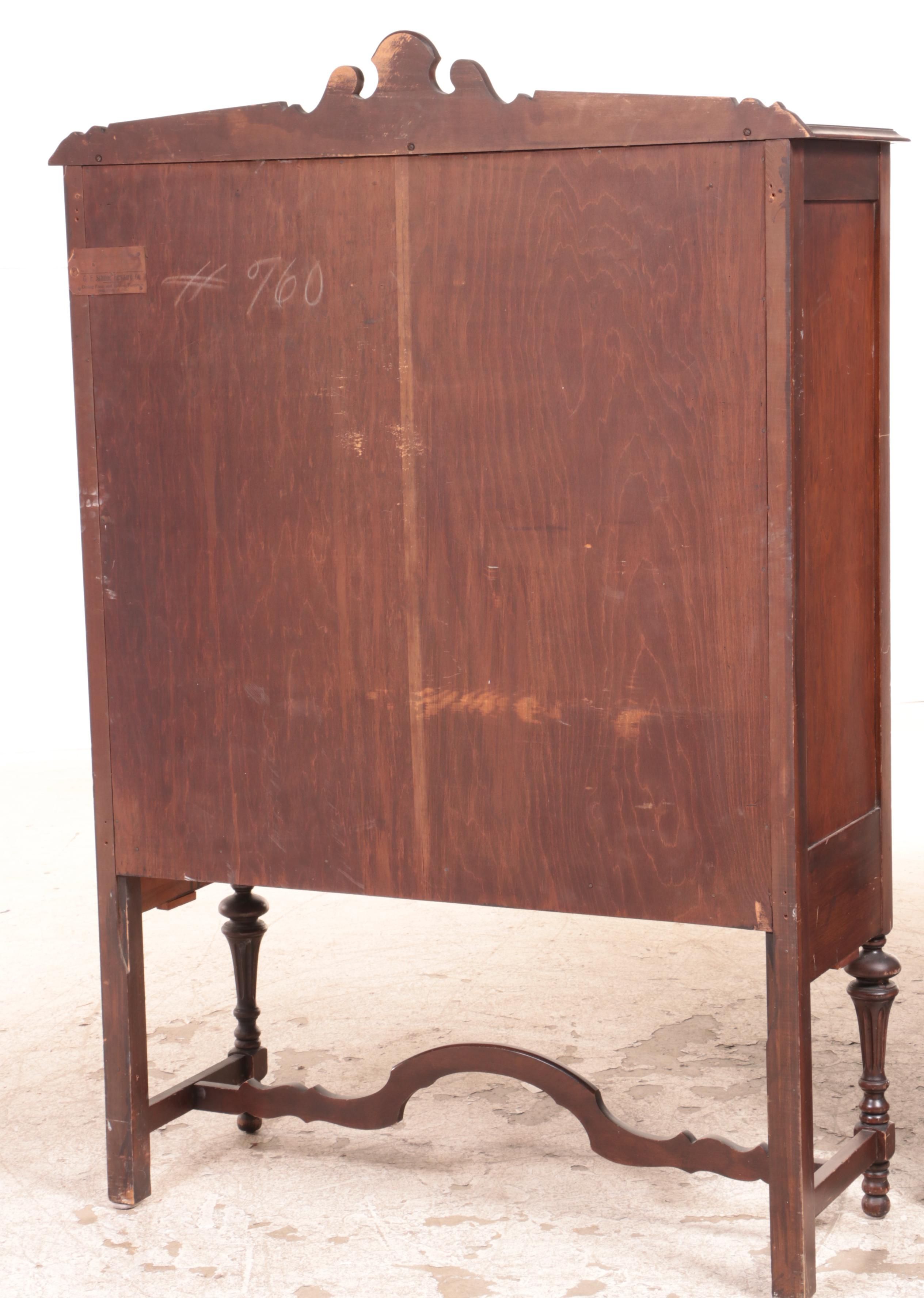 C.F. Schmoe Furniture Co. Jacobean Revival Walnut China Cabinet