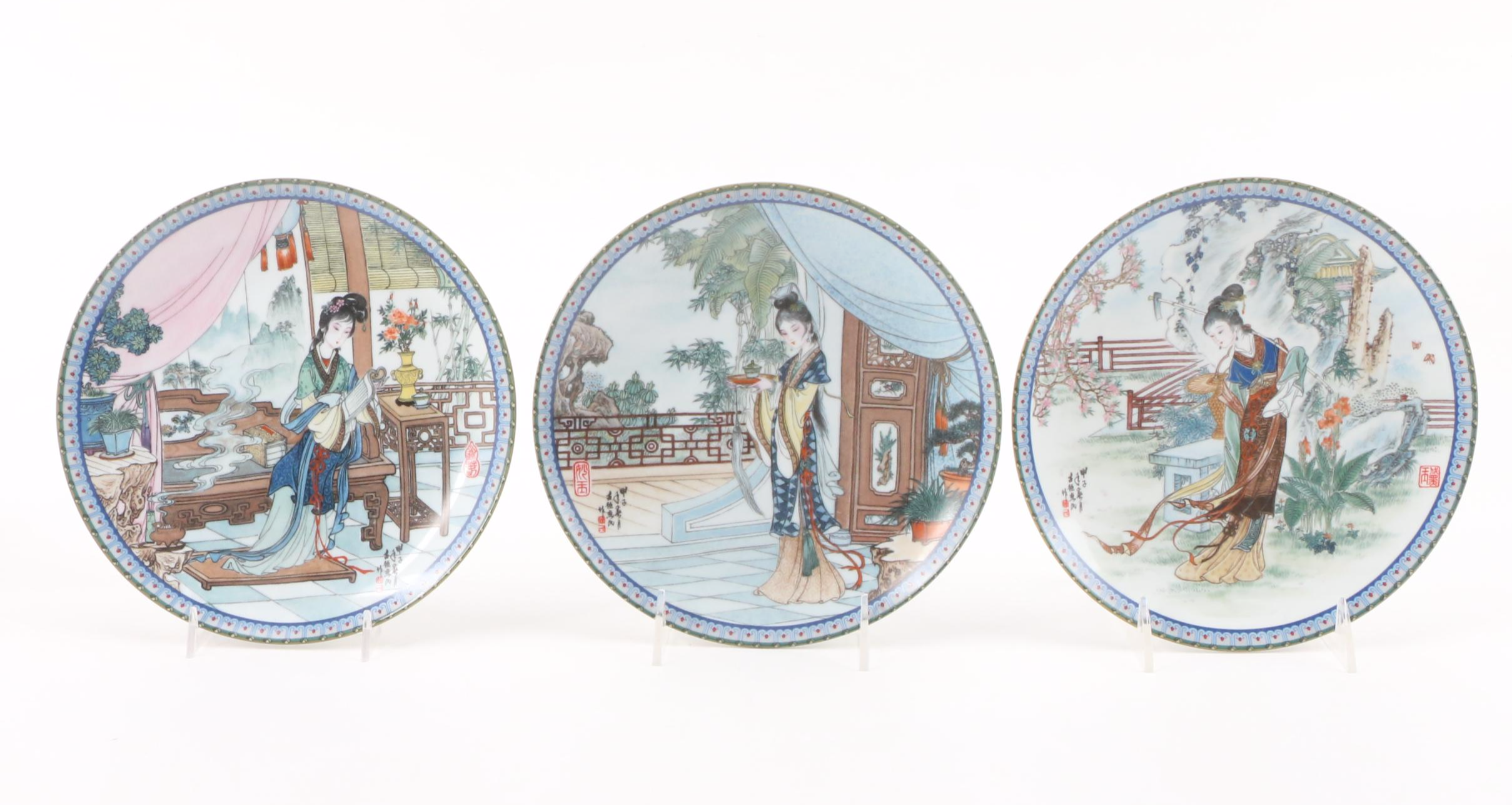 Imperial Jingdezhen "Beauties of the Red Mansion" Complete Set Porcelain Plates