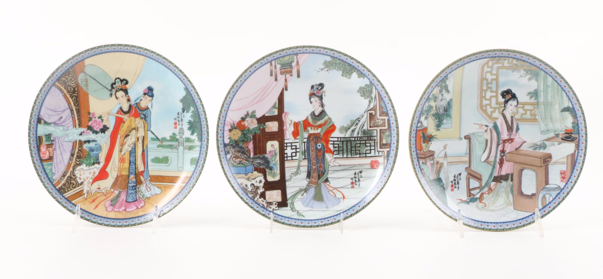 Imperial Jingdezhen "Beauties of the Red Mansion" Complete Set Porcelain Plates