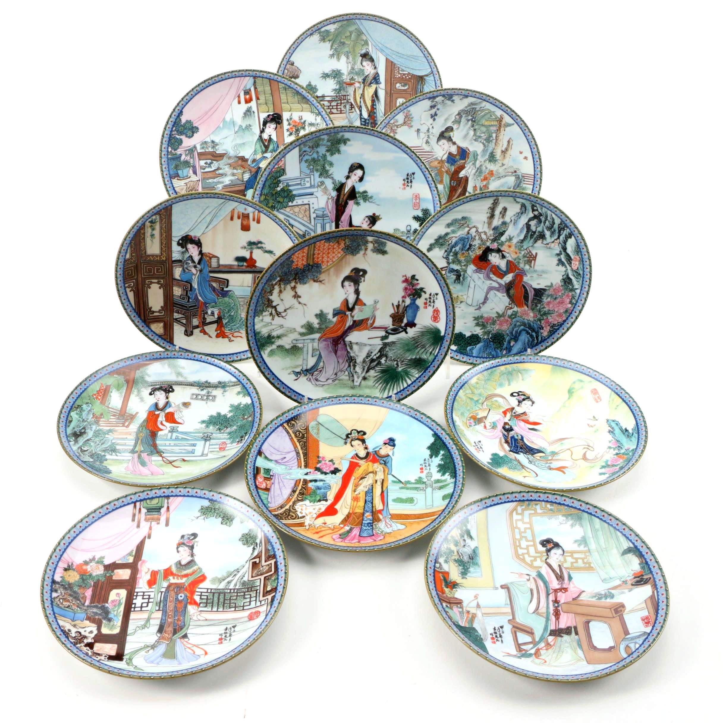 Imperial Jingdezhen "Beauties of the Red Mansion" Complete Set Porcelain Plates