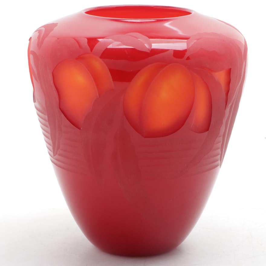 Valerie Surjan for Nourot Cameo Glass Vase, 20th Century