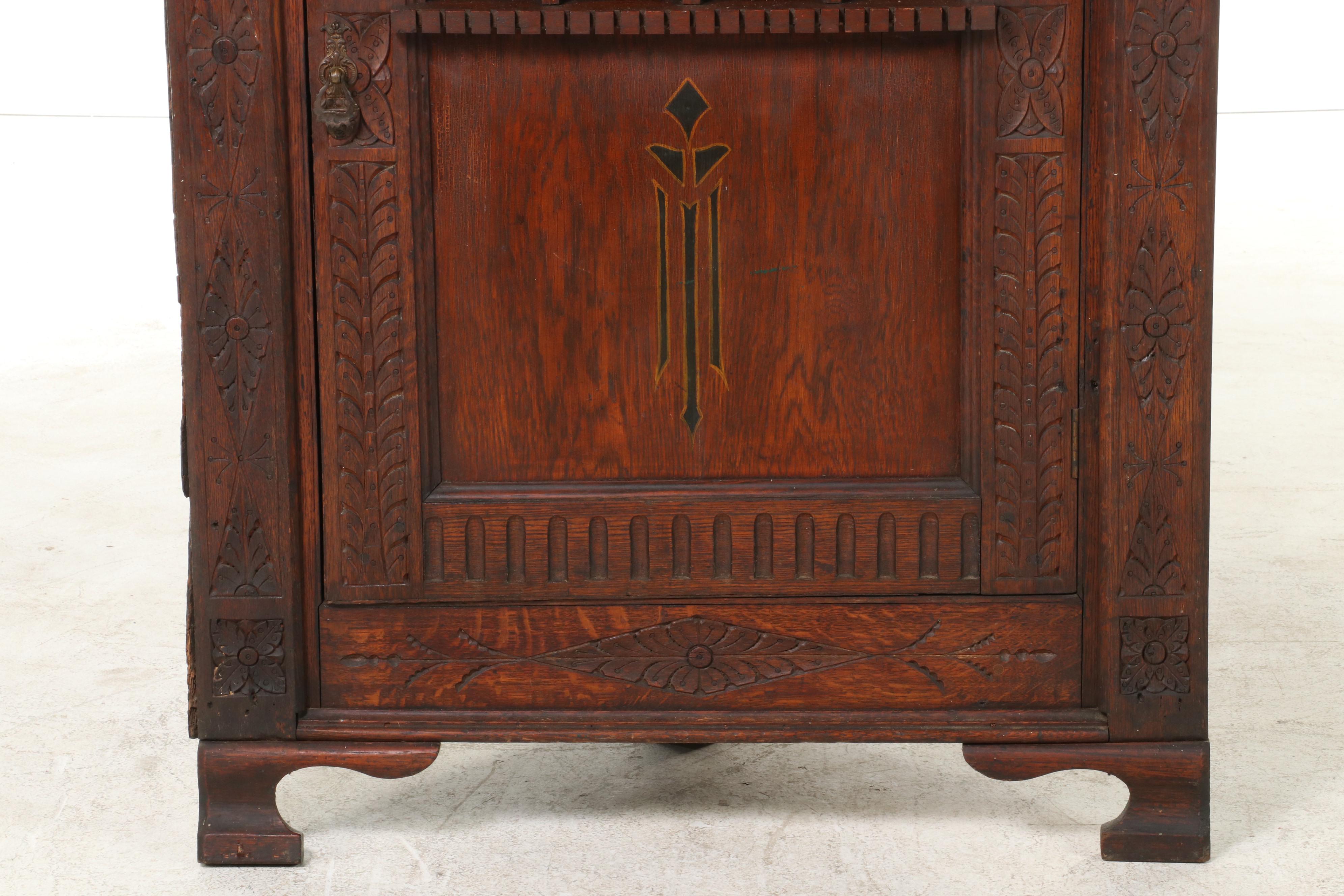 Renaissance Style Carved Oak Corner Cabinet, Early 20th Century