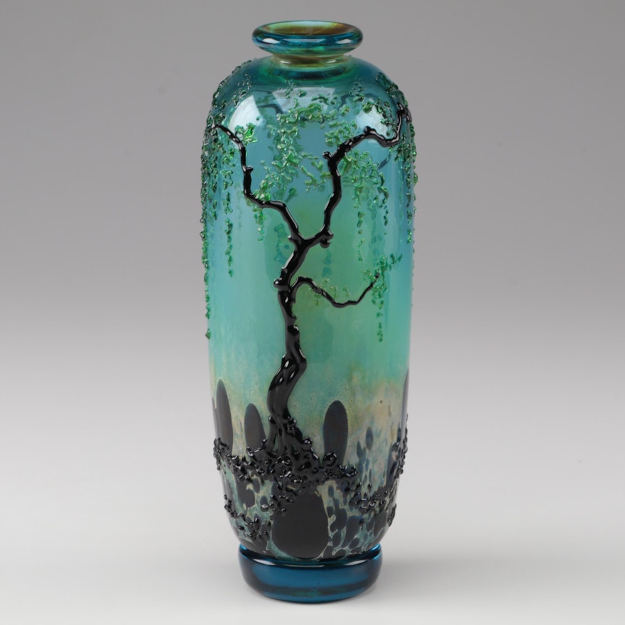 John Nygren "Spring Sunrise" Studio Art Glass Vase, 1987