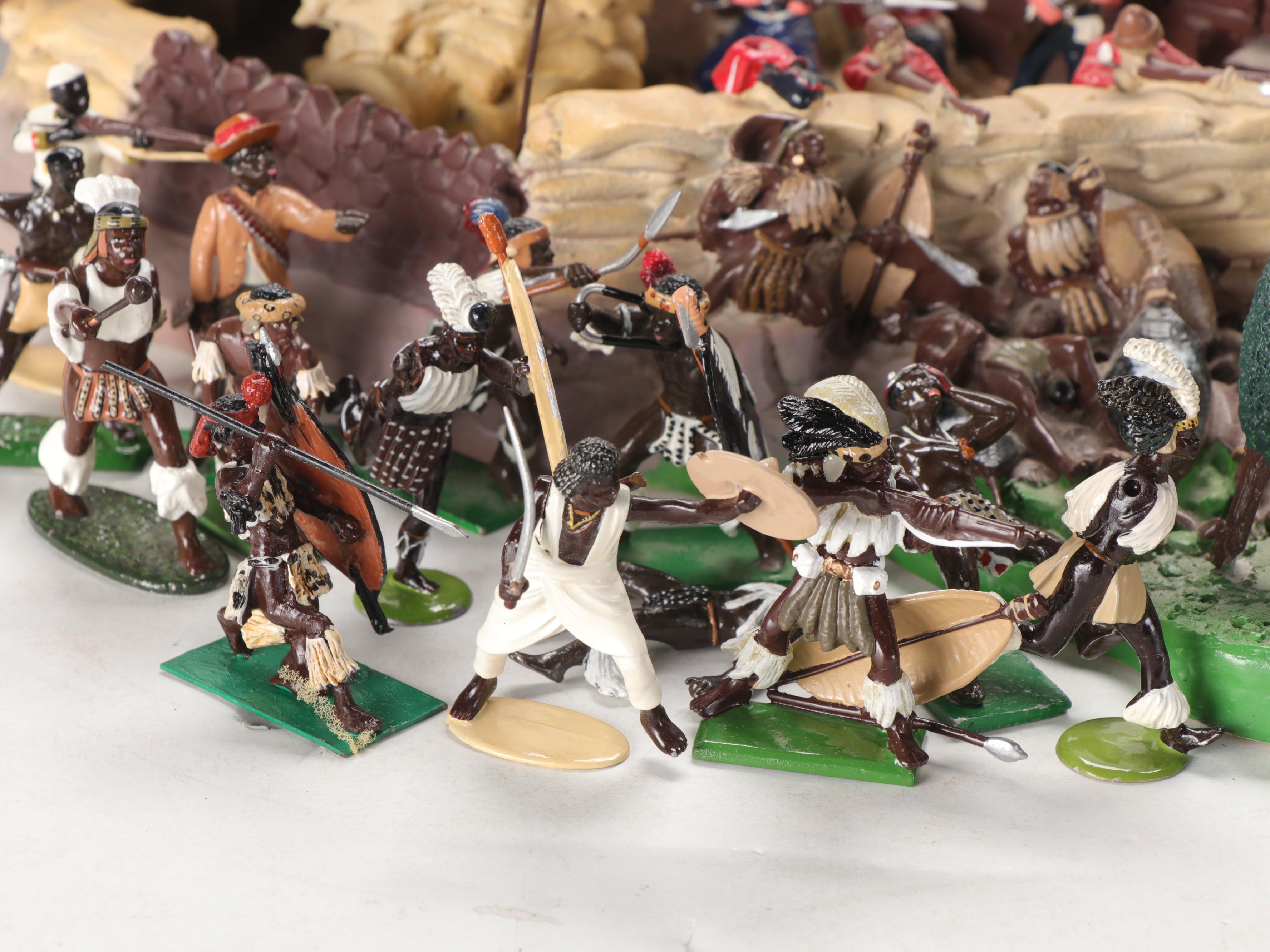 Zulu, Boer and British Red Coats Toy Soldiers with Diorama Props and Scenery