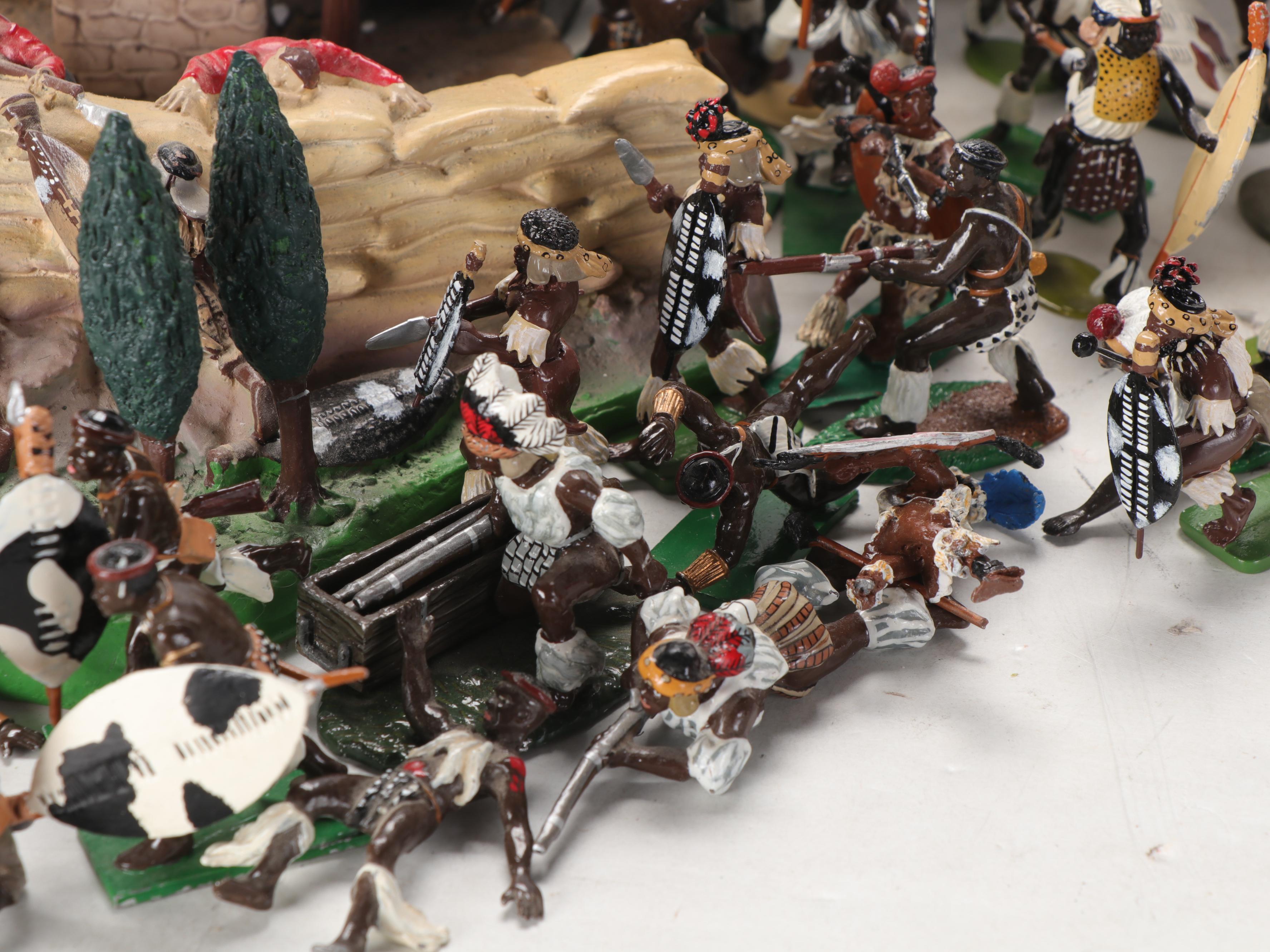 Zulu, Boer and British Red Coats Toy Soldiers with Diorama Props and Scenery