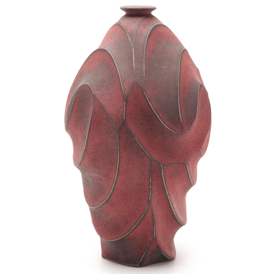 Jim Connell Sand Blasted Carved Vase