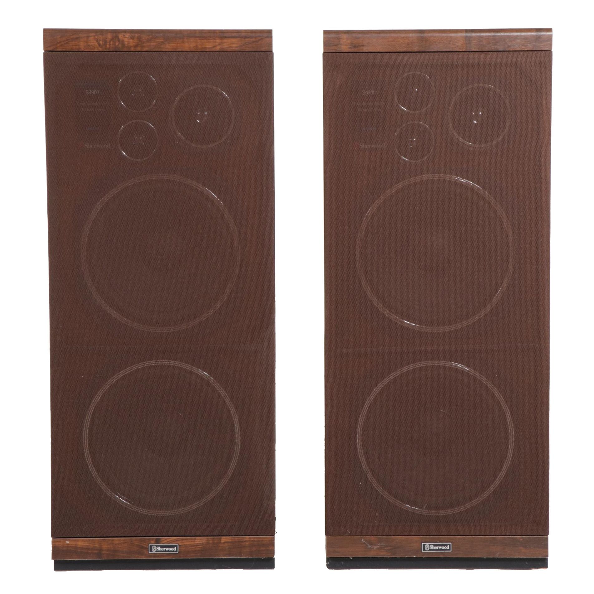Pair of Sherwood S-1900 3-Way Speaker Systems, Late 20th Century